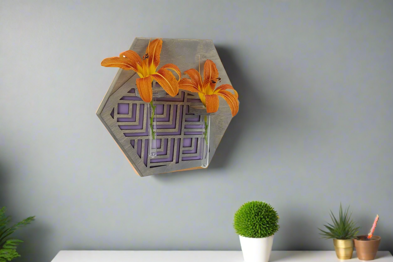 Wall Mounted Vase- Grey Stain