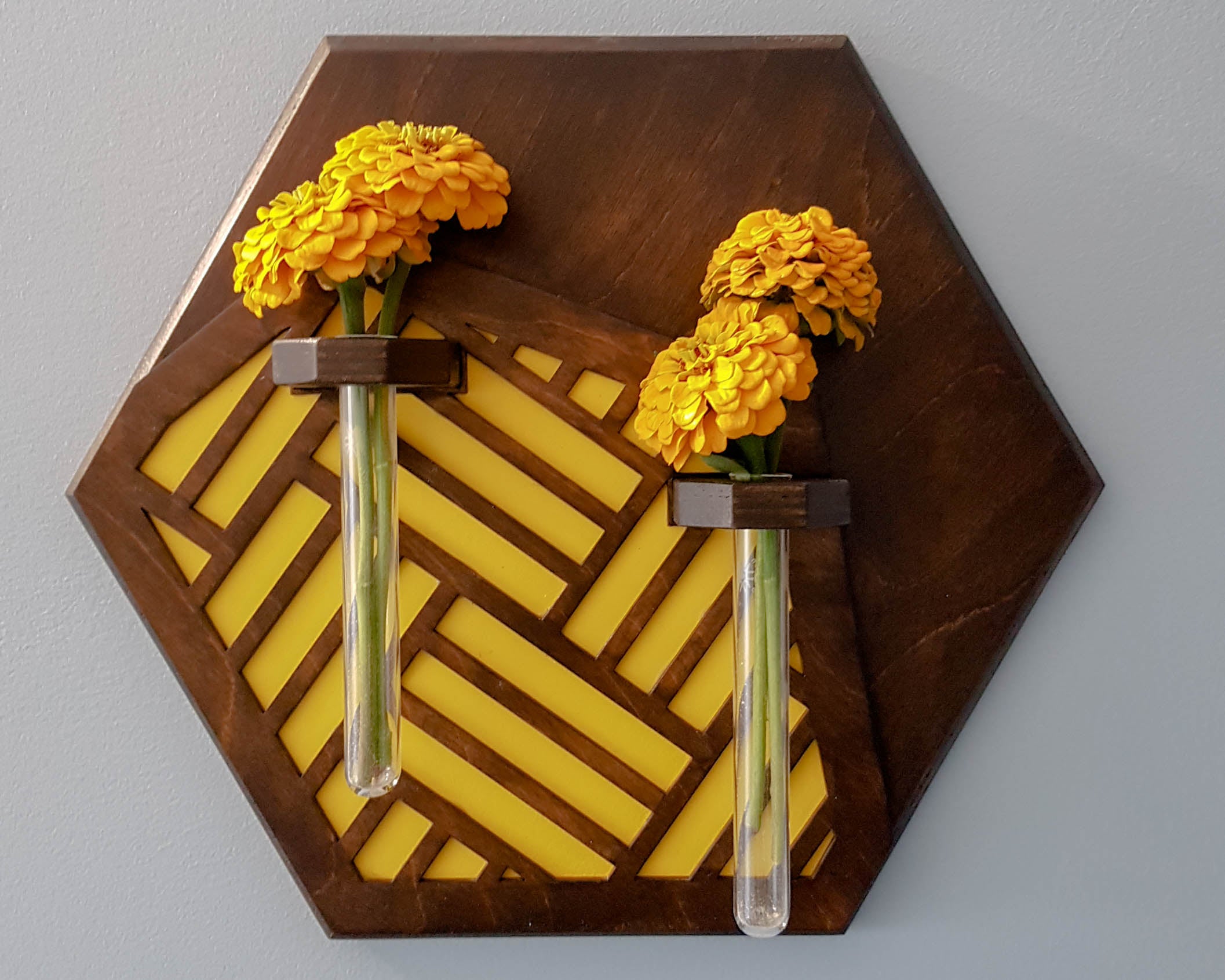 Wall Mounted Vase- Walnut Stain