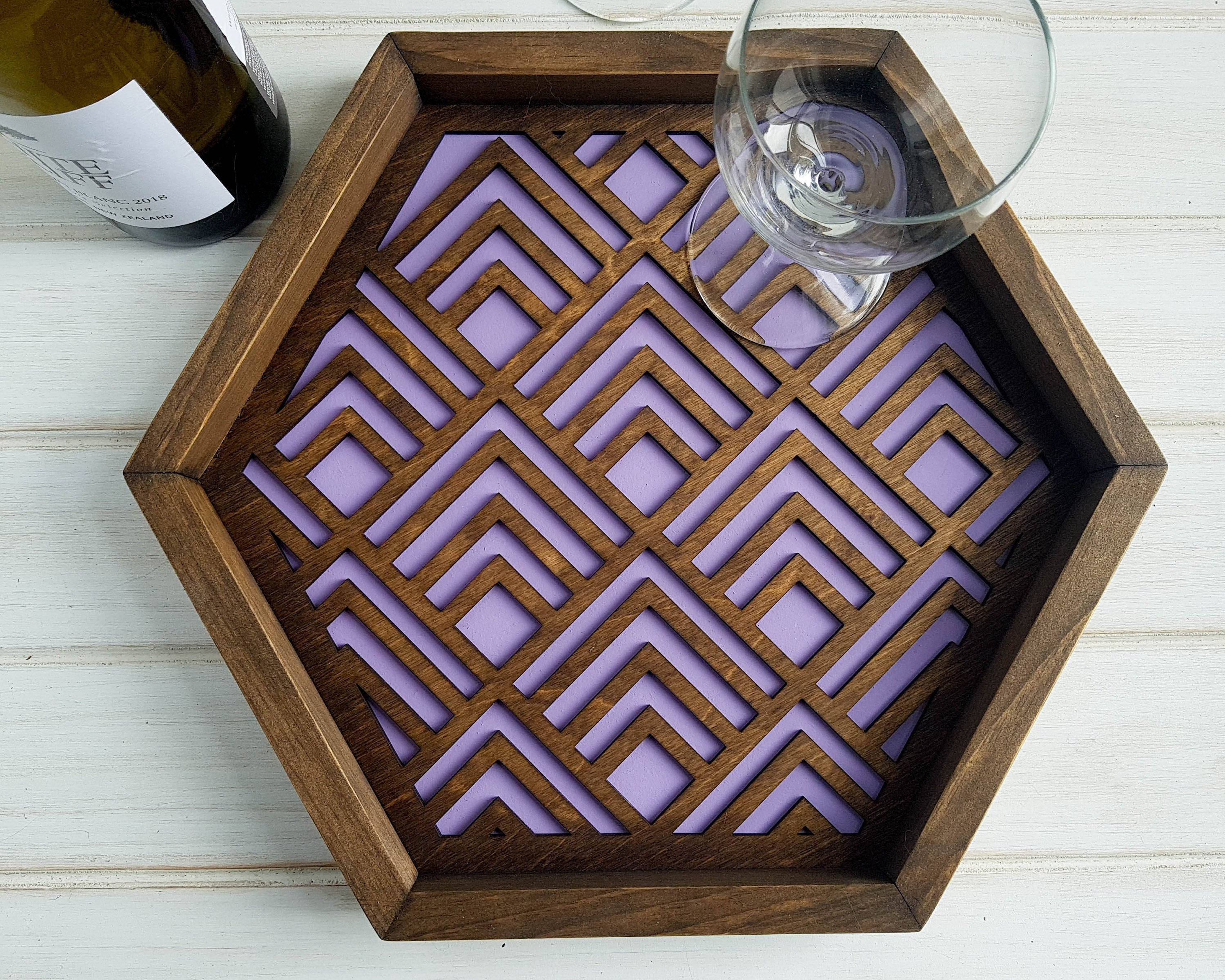 Coffee Table Tray- Wood Serving Tray- Modern Tray - Coffee Tray -Nightstand Decor- Tea Tray- Catch All Tray- Catch All- Trinket Tray- Purple