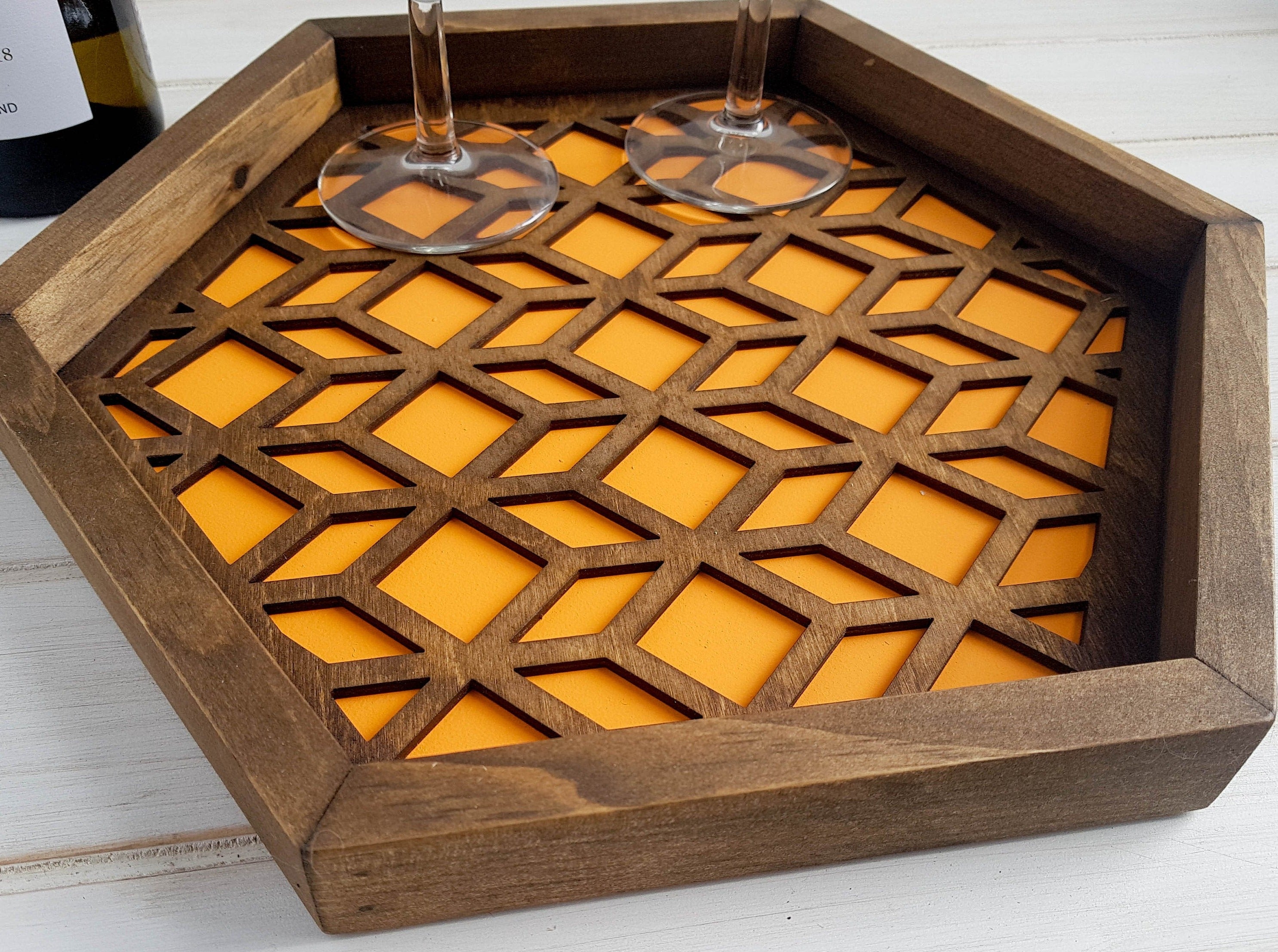 Coffee Table Tray, Wood Serving Tray, Modern Tray, Coffee Tray, Nightstand Decor, Tea Tray, Catch All Tray, Catch All, Trinket Tray, Orange