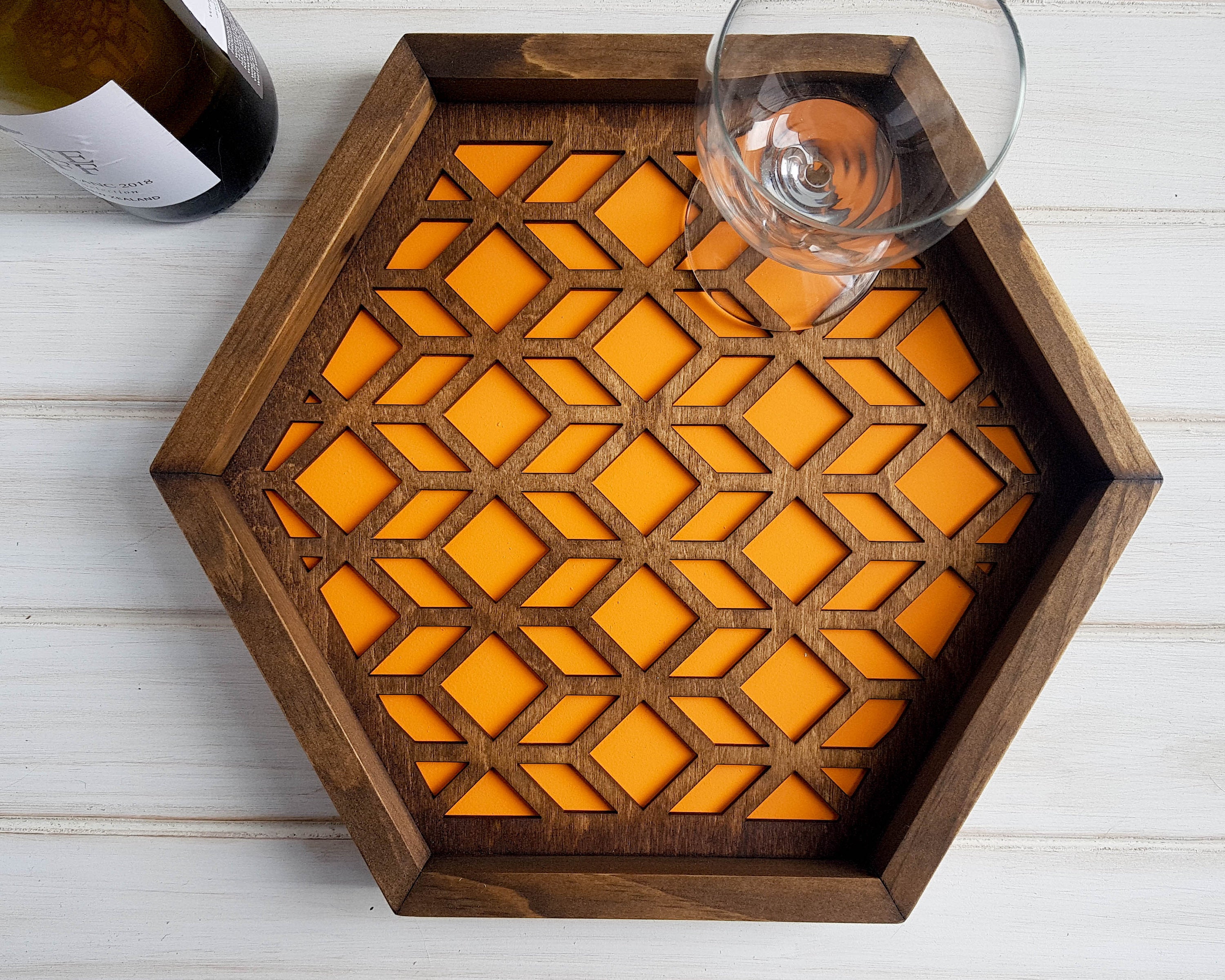 Coffee Table Tray, Wood Serving Tray, Modern Tray, Coffee Tray, Nightstand Decor, Tea Tray, Catch All Tray, Catch All, Trinket Tray, Orange