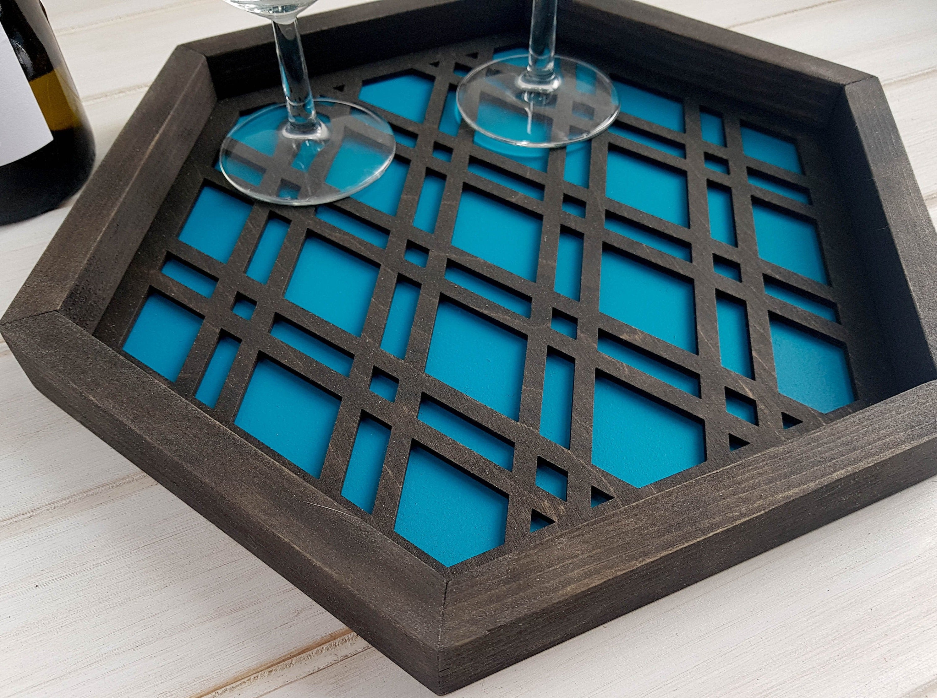 Coffee Table Tray, Wood Serving Tray, Modern Tray, Coffee Tray, Nightstand Decor, Tea Tray, Catch All Tray, Catch All, Trinket Tray, Teal