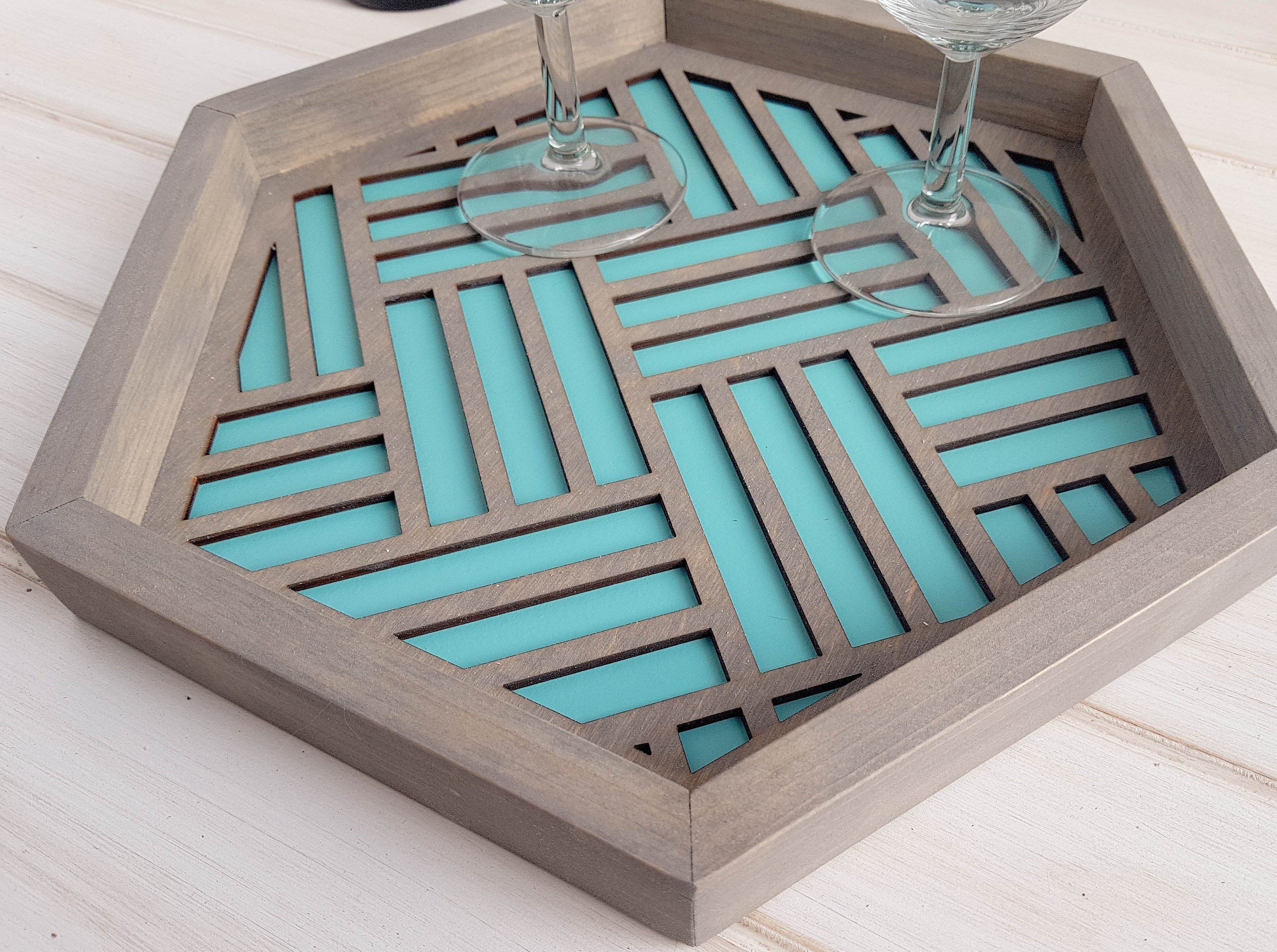 Coffee Table Tray, Wood Serving Tray,Modern Tray, Coffee Tray, Nightstand Decor, Catch All Tray, Catch All, Trinket Tray, Light Teal