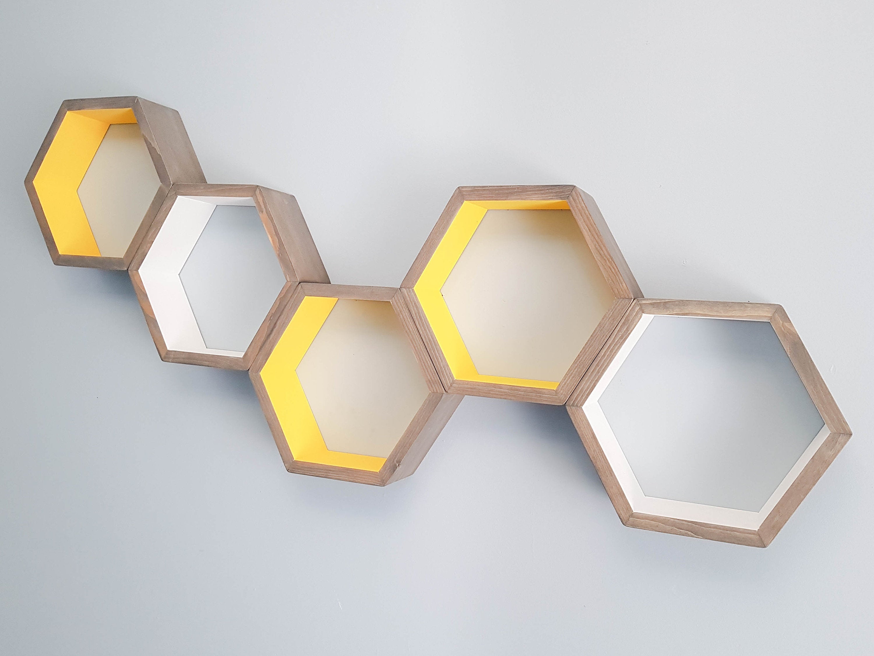 Large 14" Hexagon Shelves, Floating Shelves, Decorative Shelves, Bedroom Shelves, Modern Shelves,  Living Room Shelves, Kitchen Wall Shelves