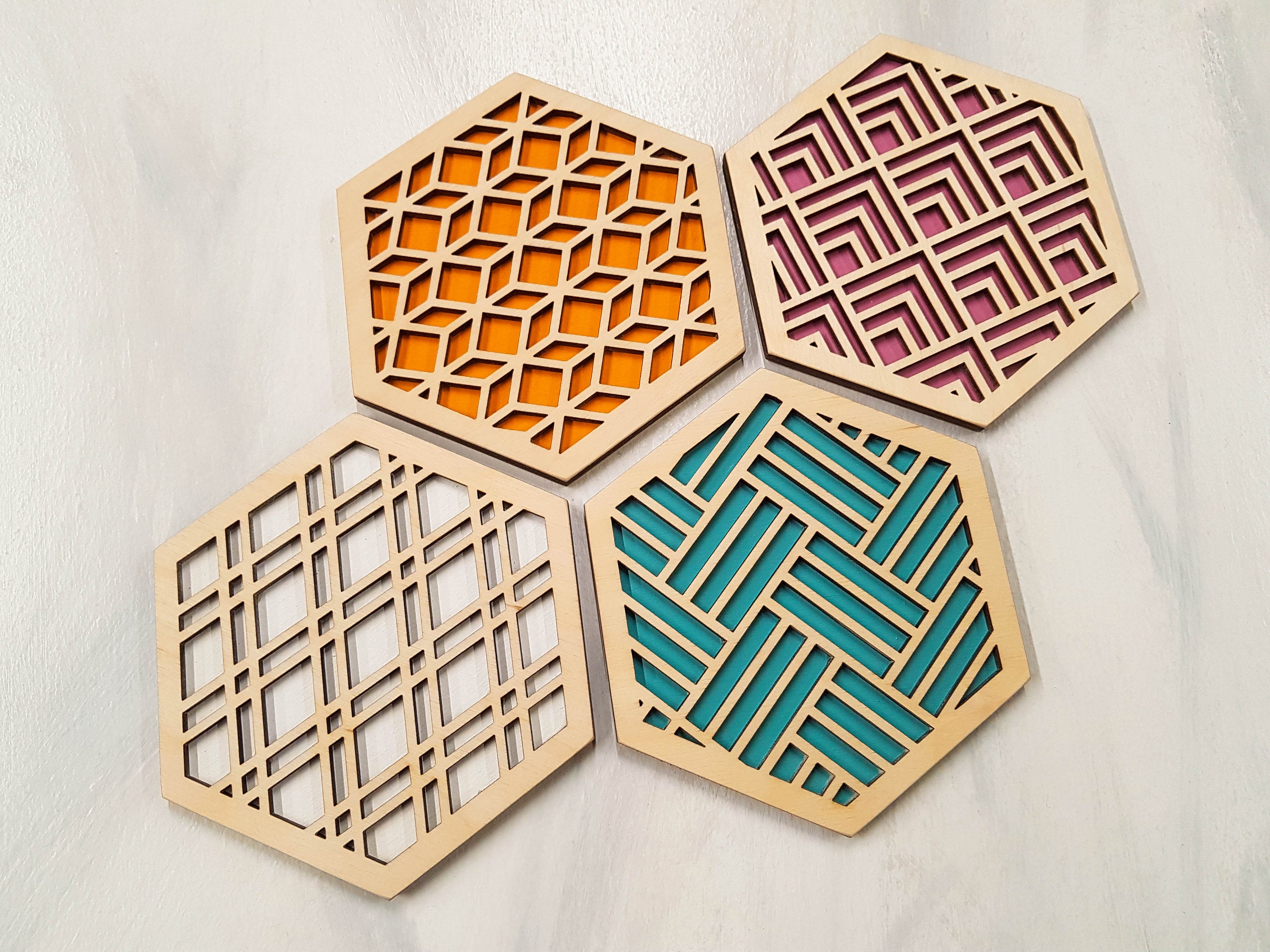 Unique Modern Coaster, Design Your Own Set, Colorful Coasters, Single or Sets, Geometric Coasters, Housewarming Gift, Teal Coasters, design natural