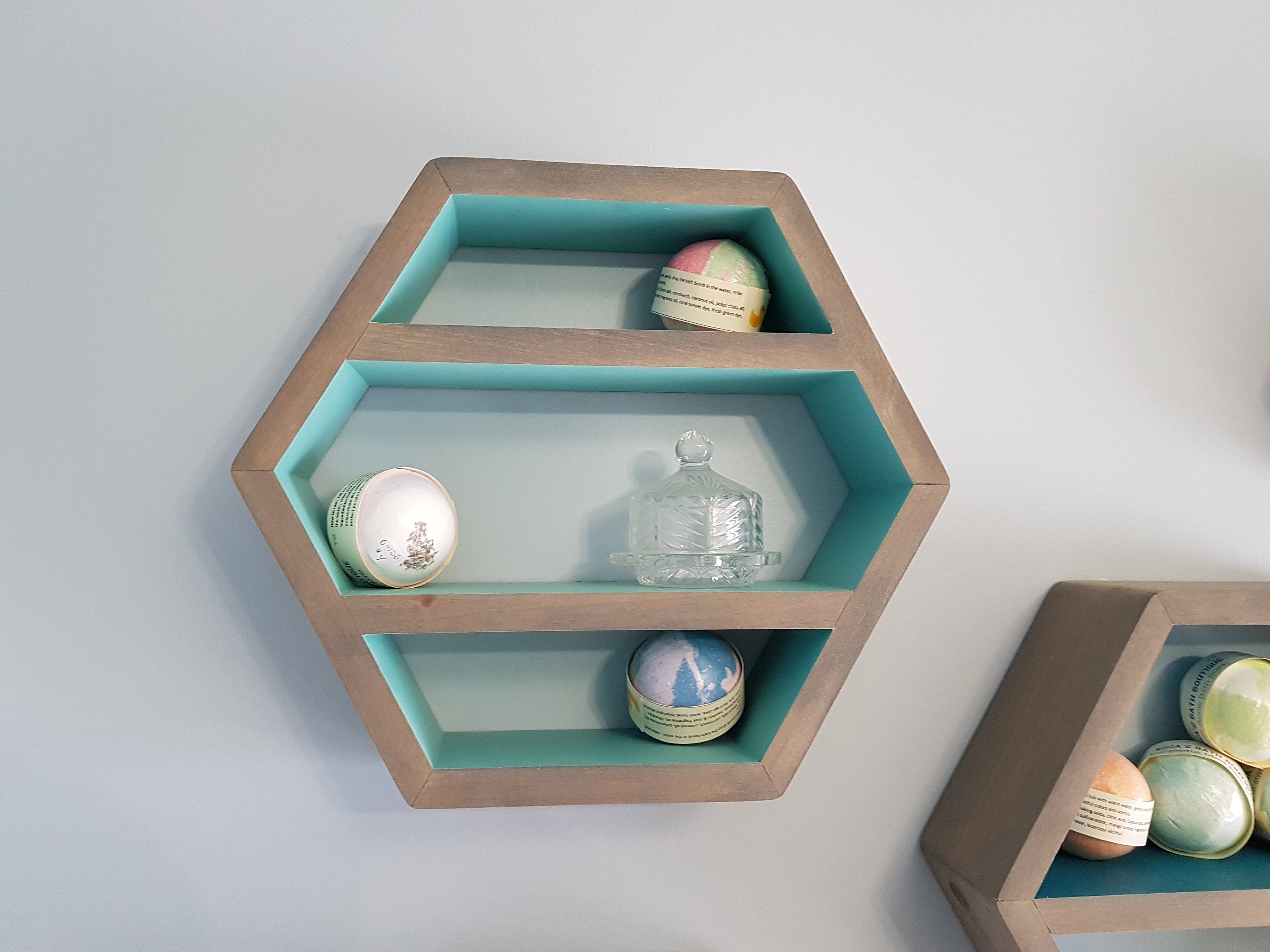 Hexagon Shelf 14", With Mid Shelves Honeycomb Shelf, Floating Shelves, Geometric Shelves, Hexagon Shelves, Modern Shelf, Living Room Shelves