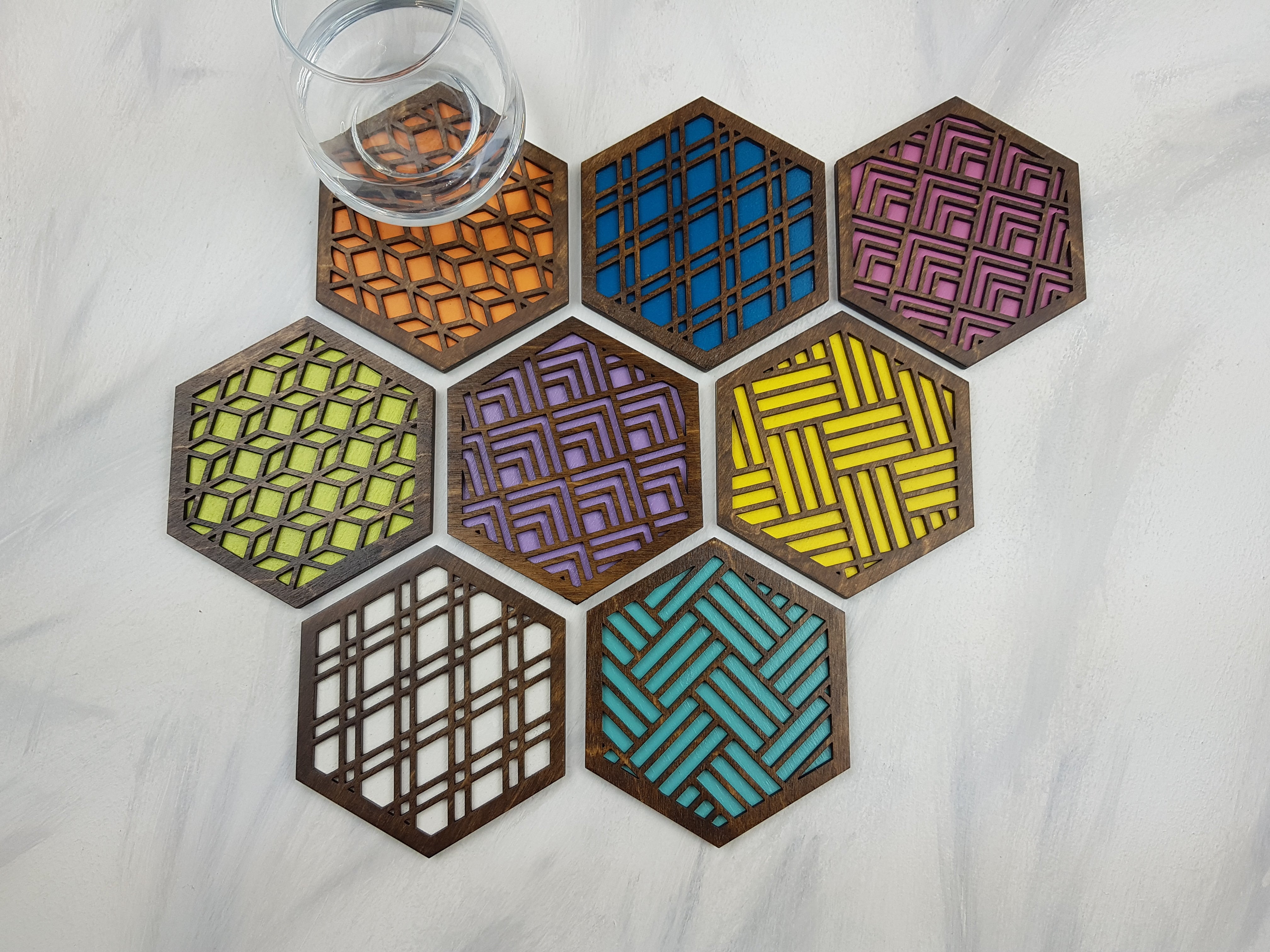 Complete Set of 8 Modern Coasters