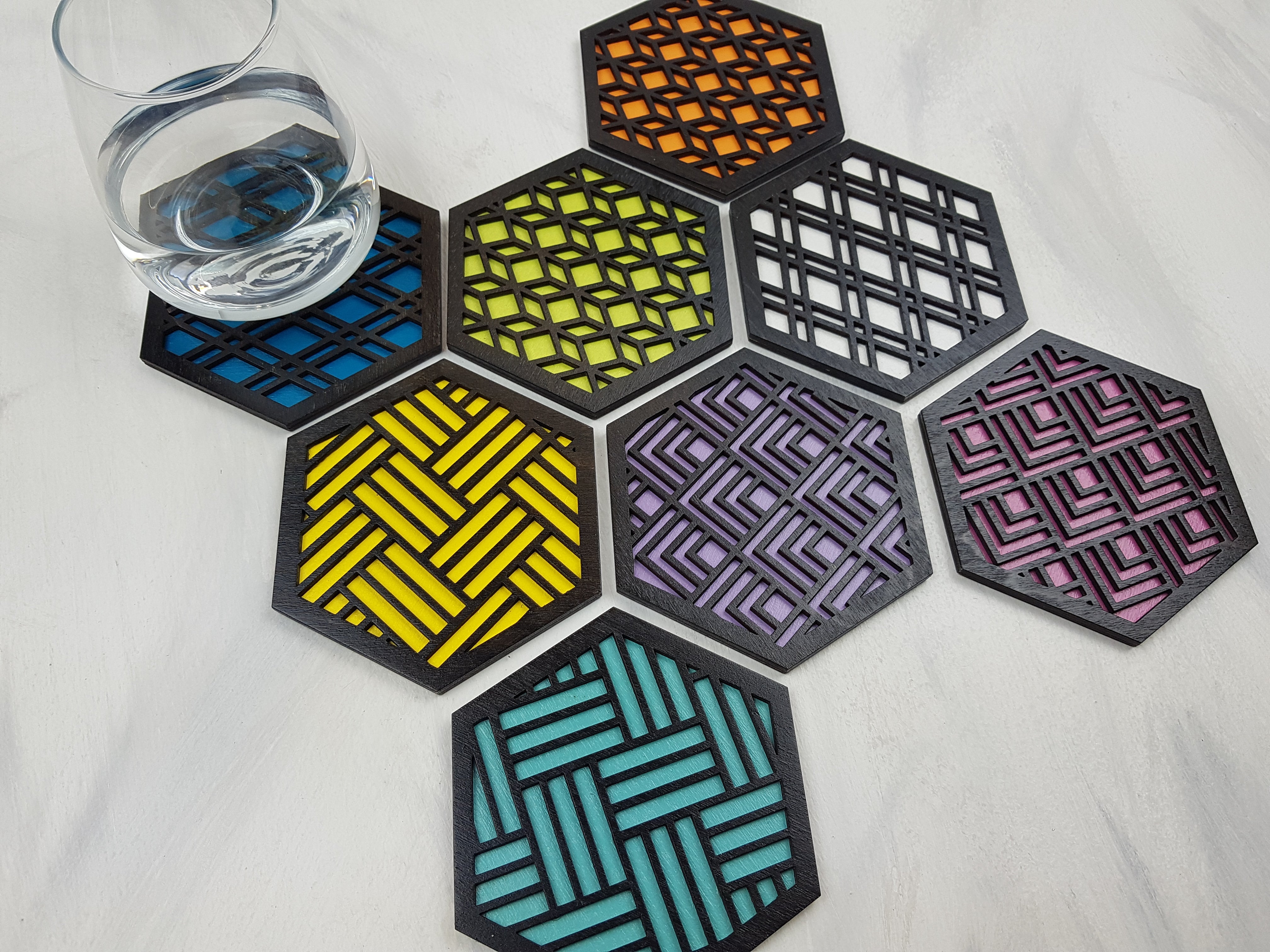 Complete Set of 8 Modern Coasters