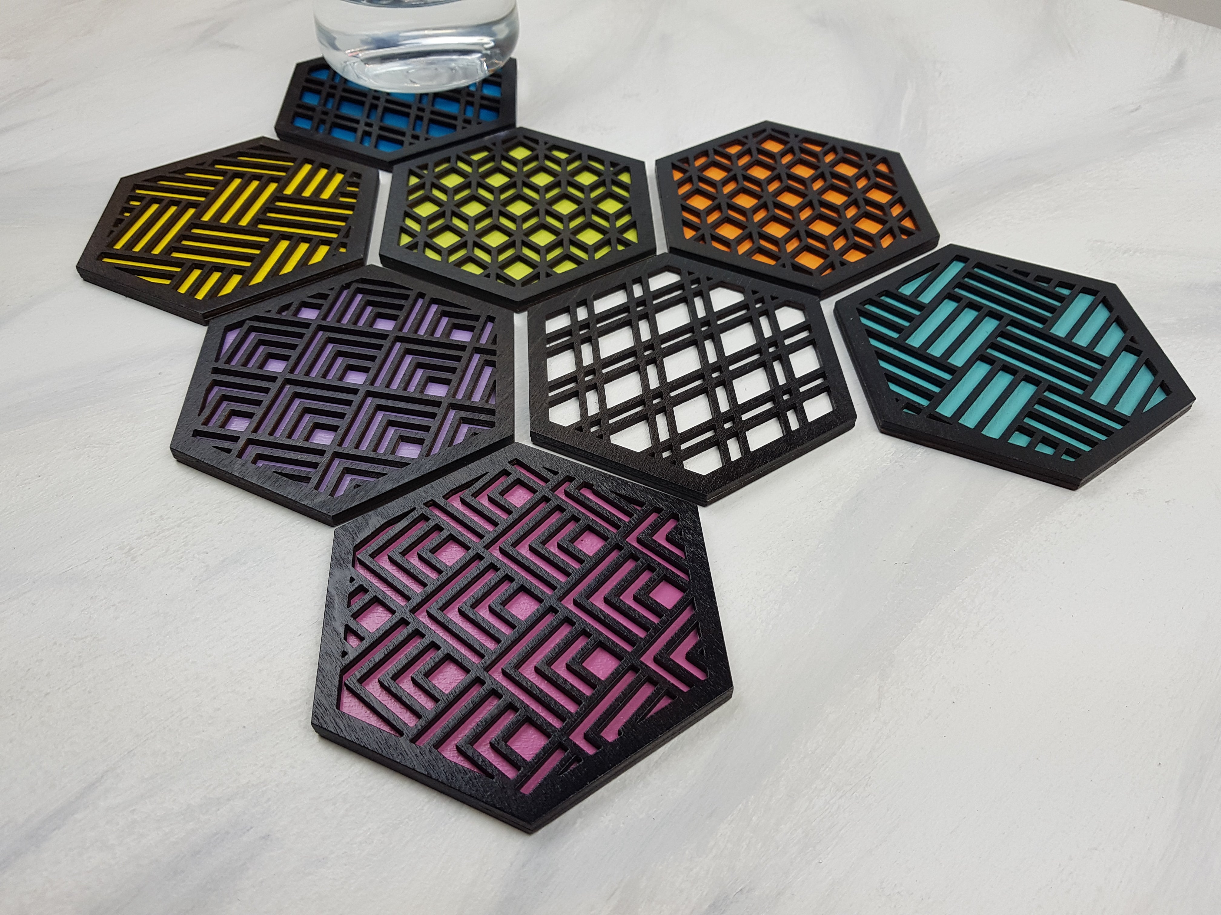 Complete Set of 8 Modern Coasters