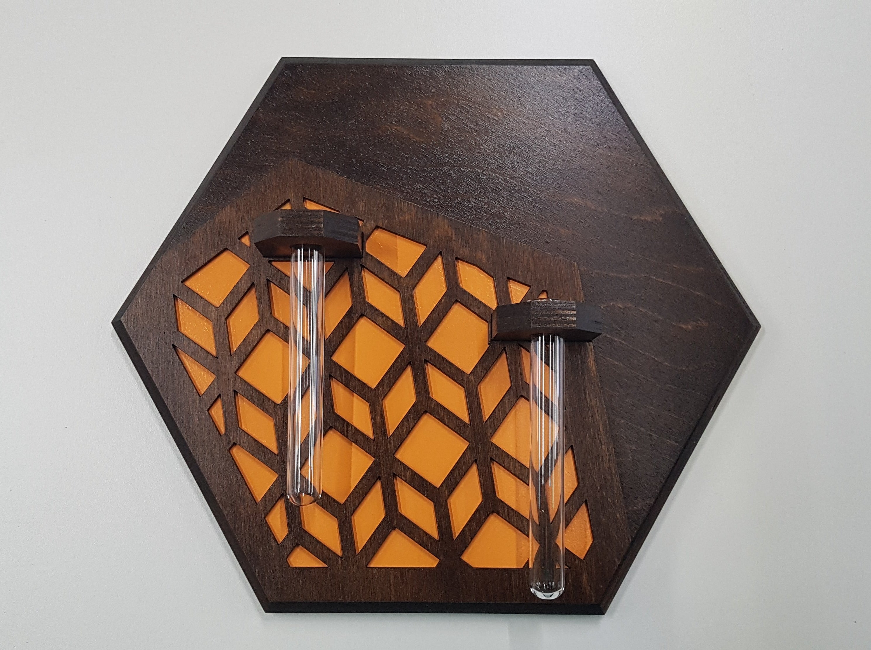 Wall Mounted Vase- Walnut Stain