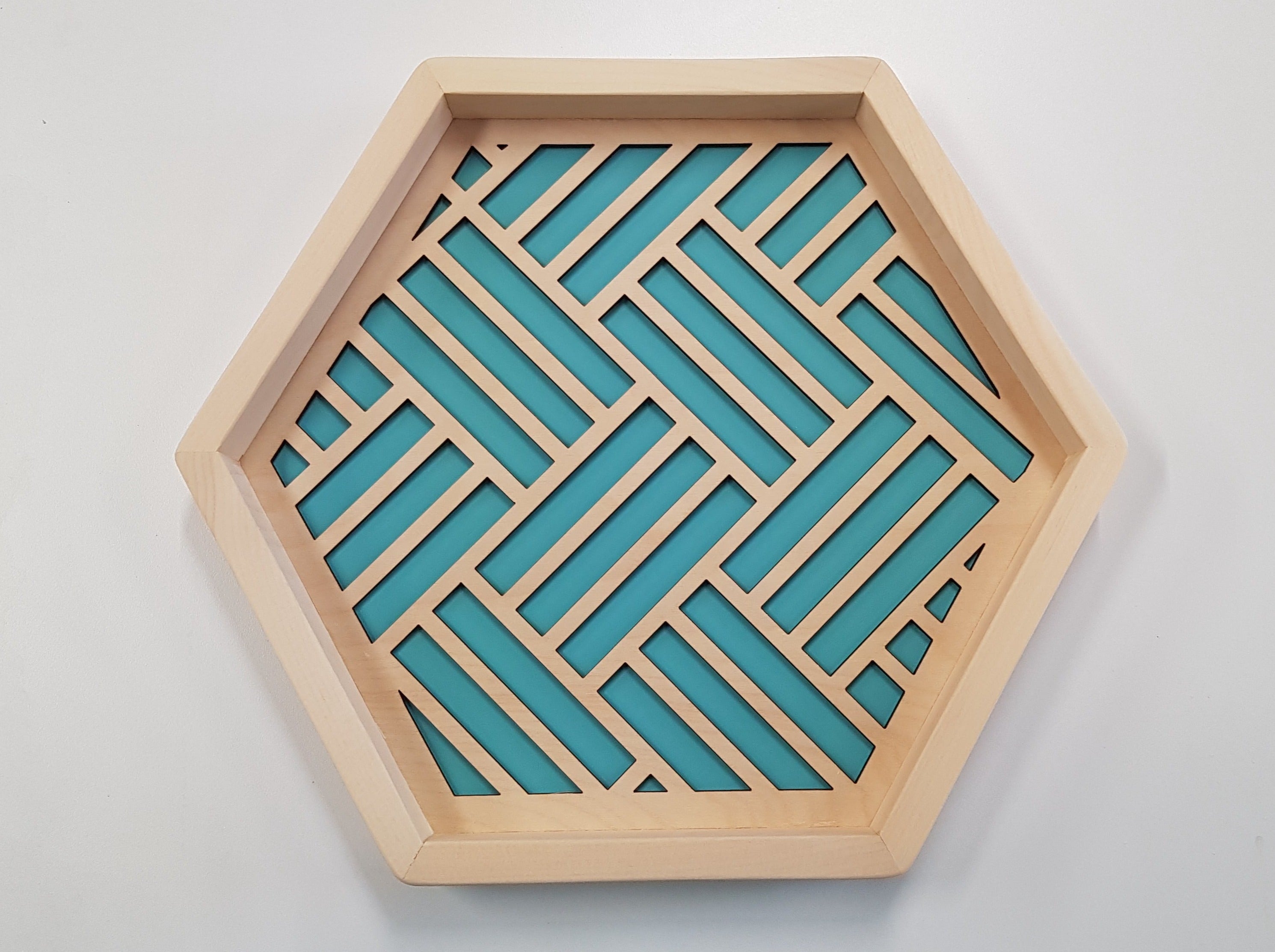 Wood Serving Tray - Light Teal