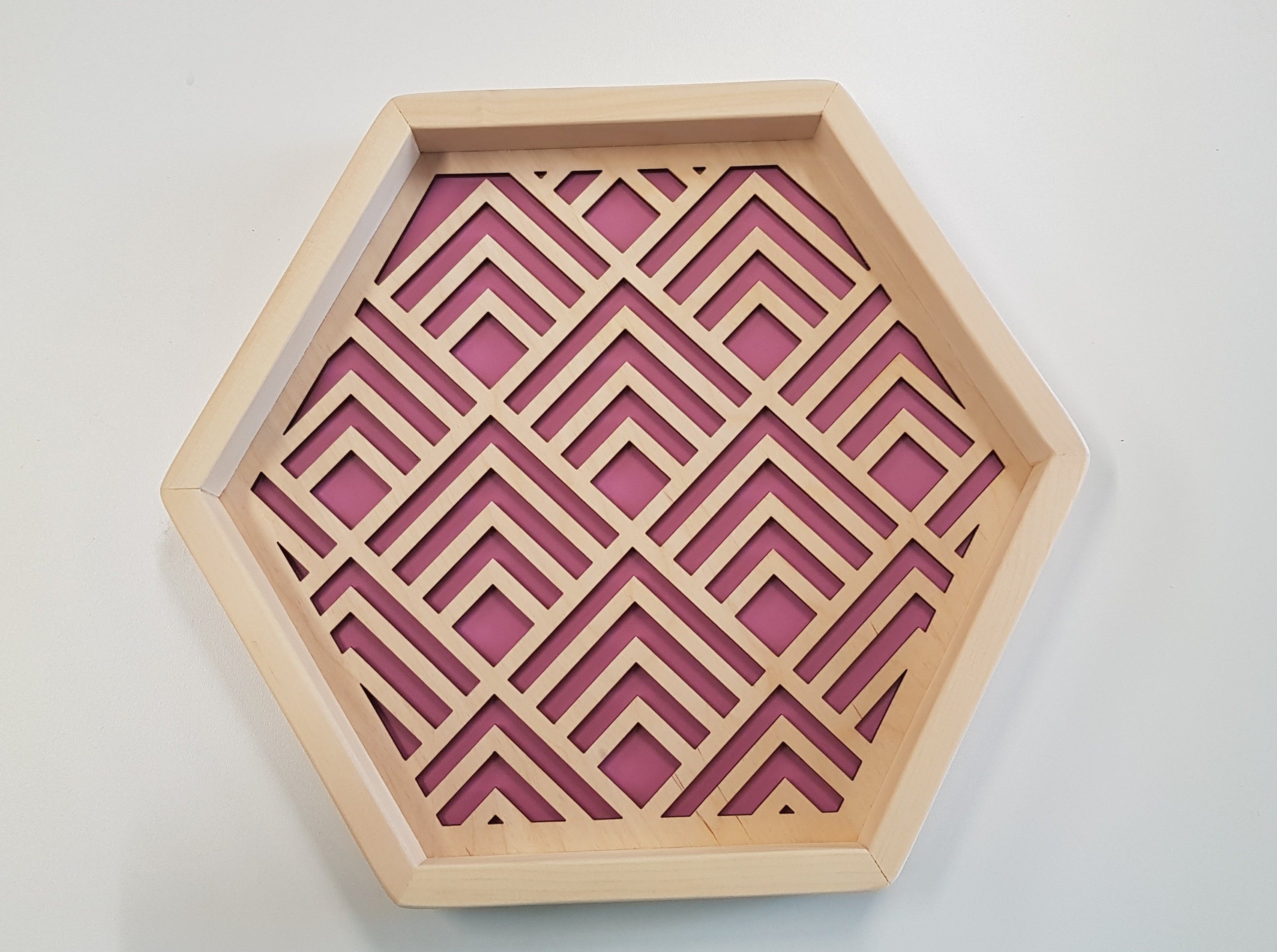 Wood Serving Tray - Pink