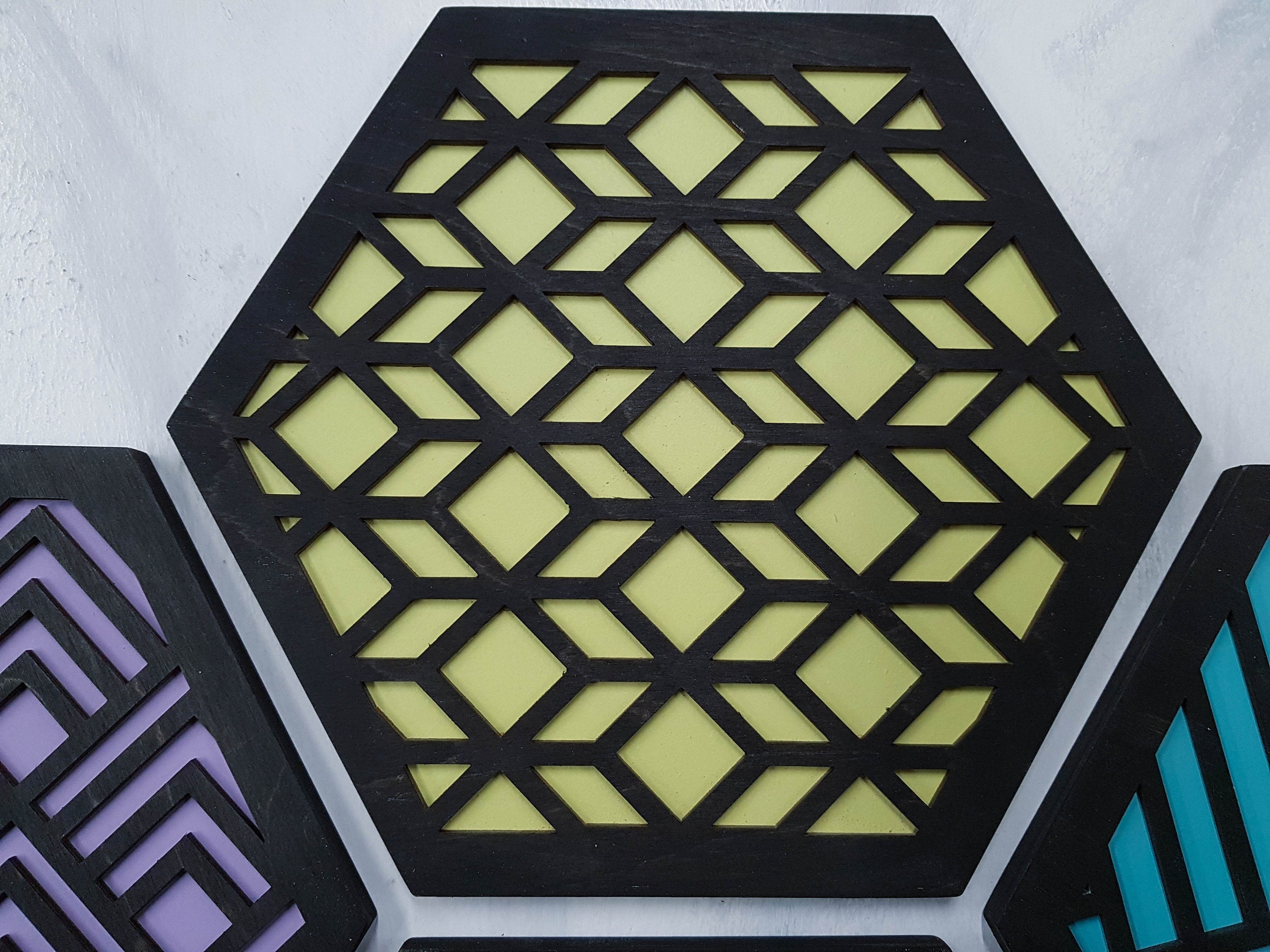Unique Trivets, Colorful Trivet, Trivet For Plates, Dining Table Trivet, Modern Trivet, Geometric Houseware, Trivet Wood, Kitchen Trivet, black cool