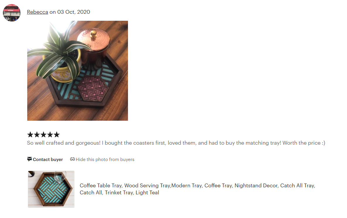 Wood Serving Tray - Light Teal