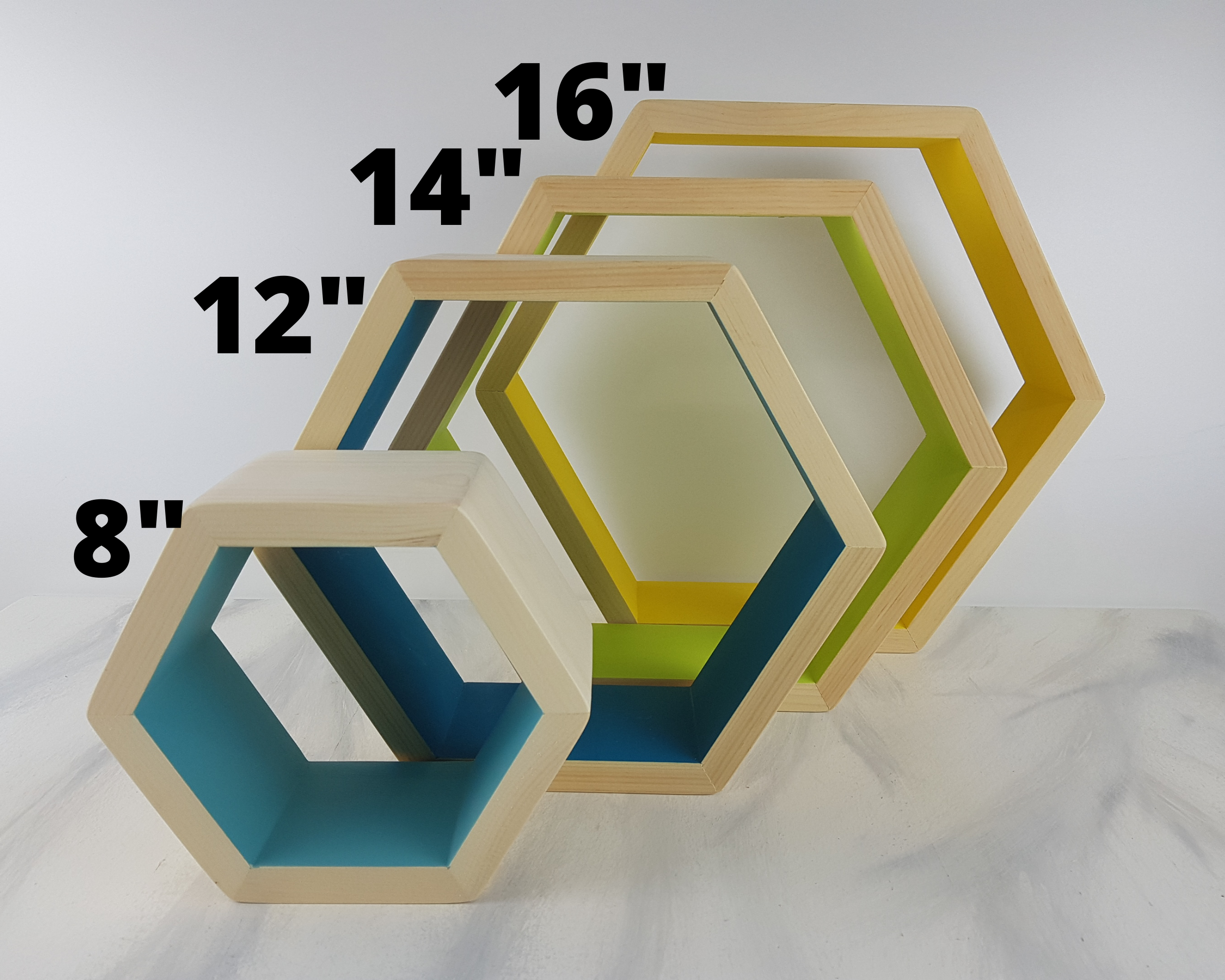 Small 8" Hexagon Shelves, Floating Shelves