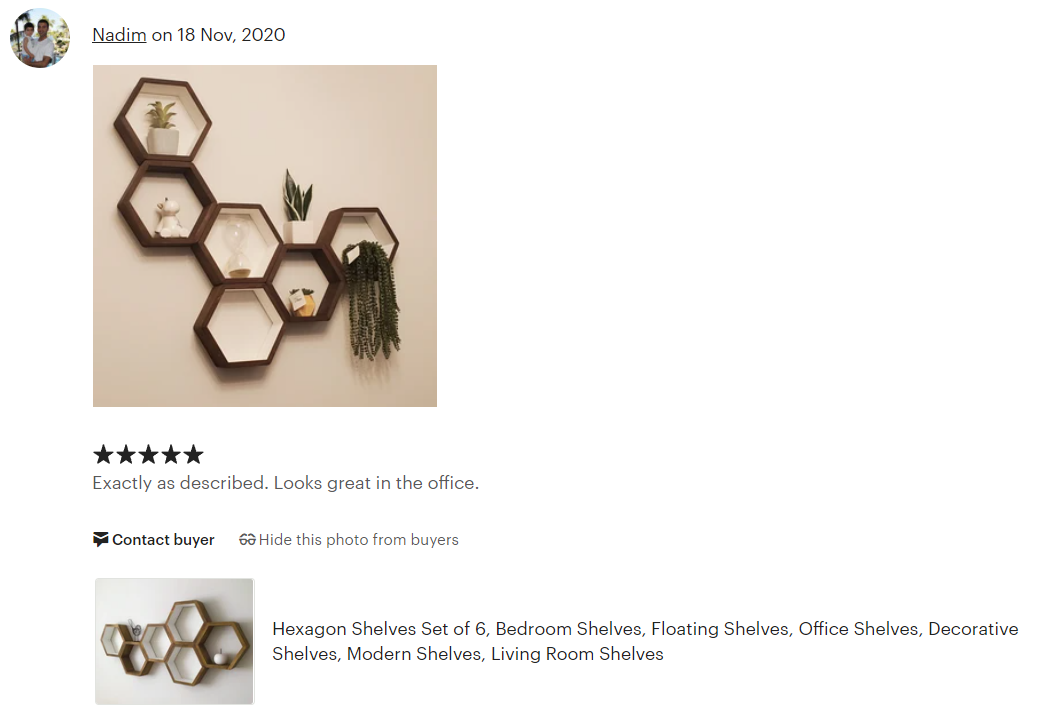 Hexagon Shelves 12" size, Floating Shelves