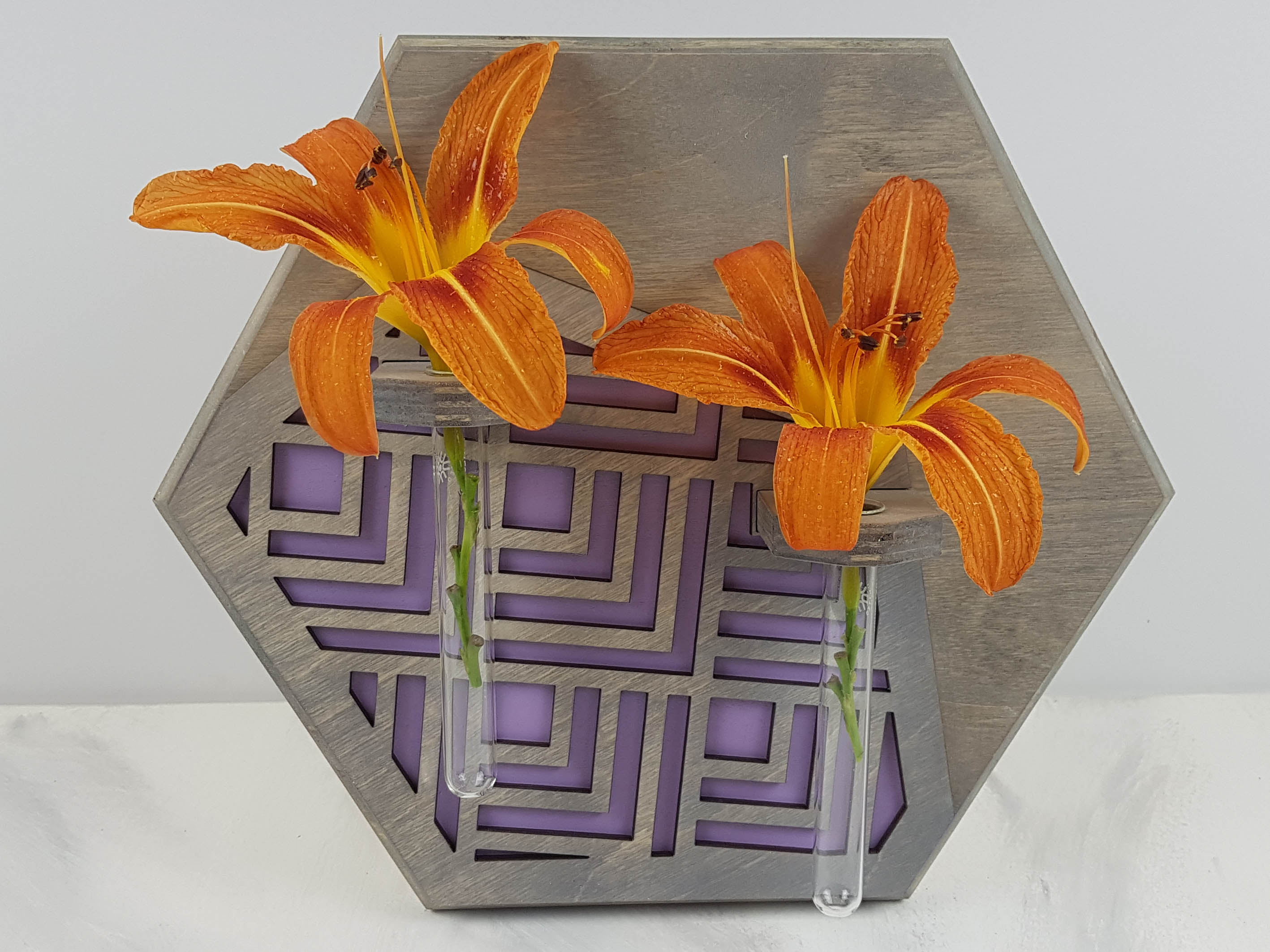 Wall Mounted Vase- Grey Stain