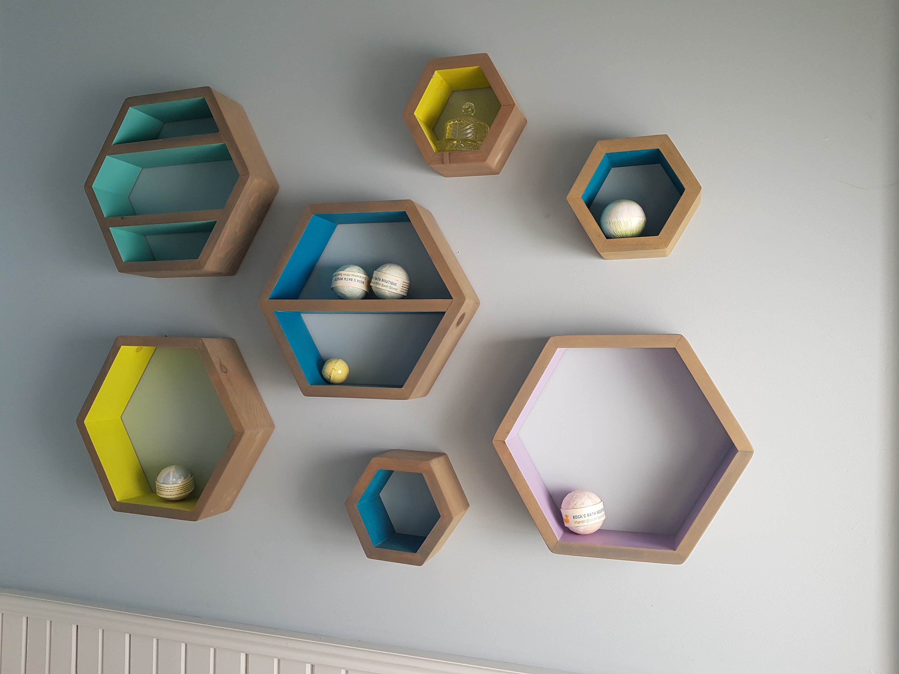 Small 8" Hexagon Shelves, Floating Shelves