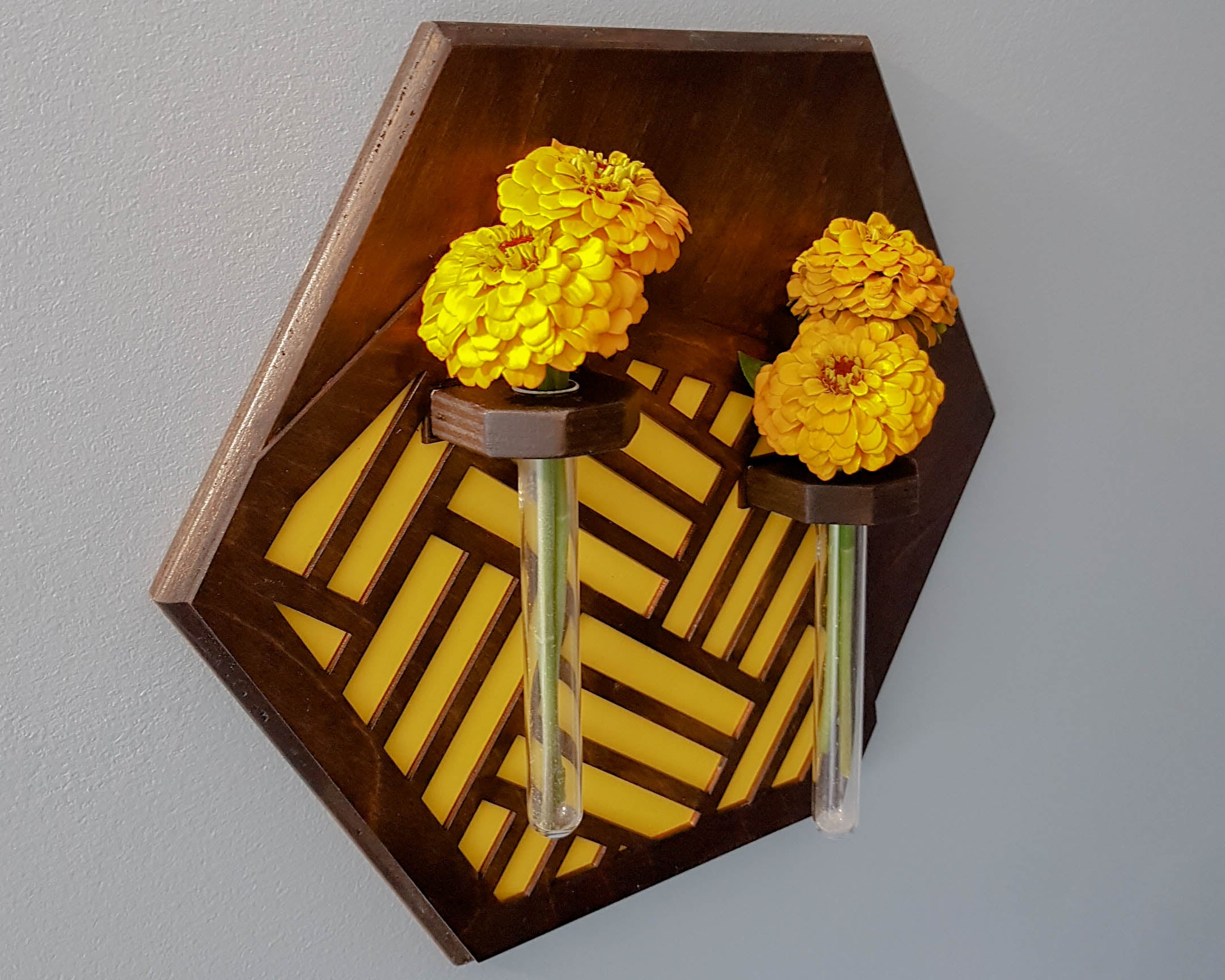 Wall Mounted Vase- Walnut Stain