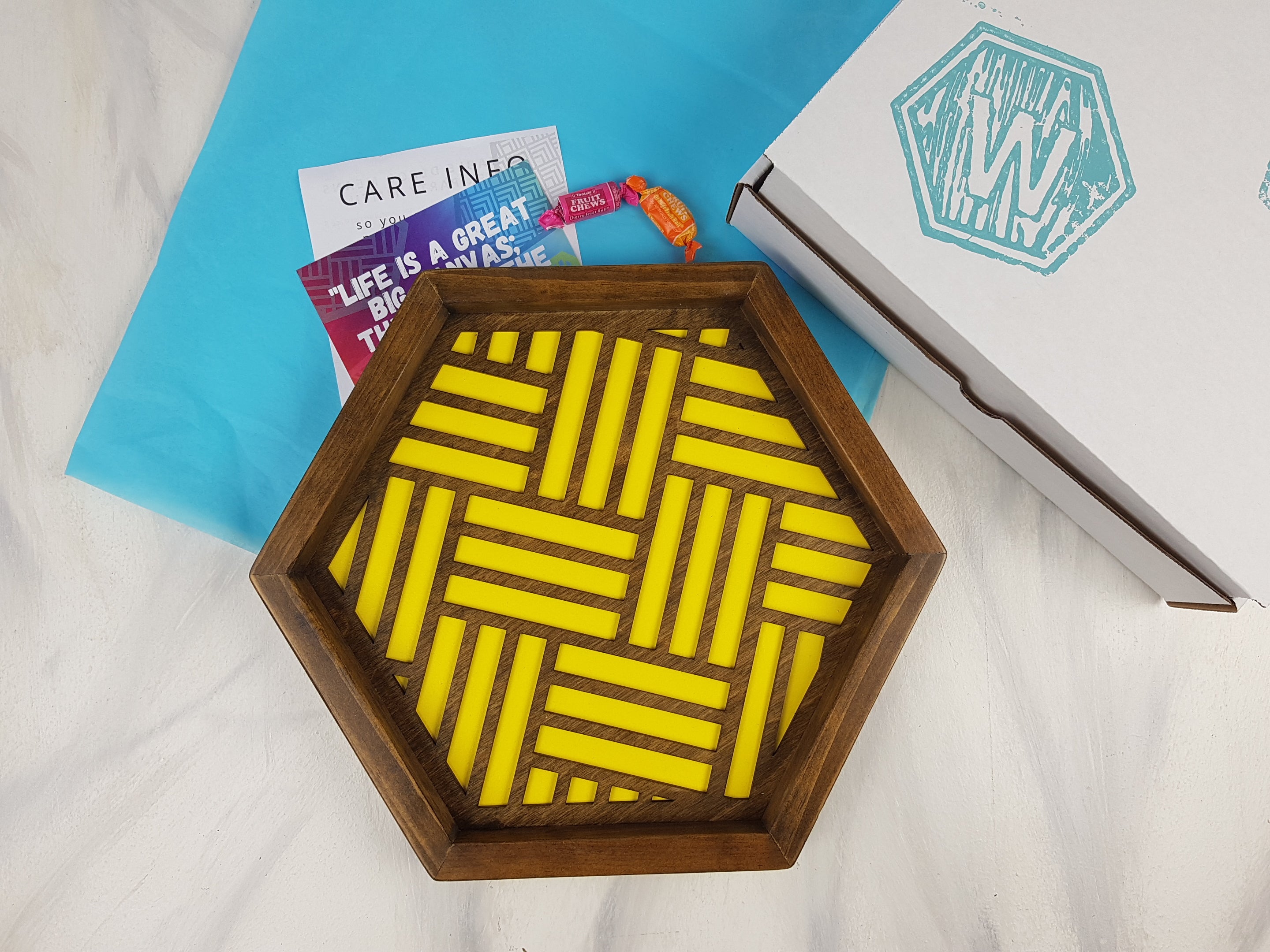 Wood Serving Tray - Yellow