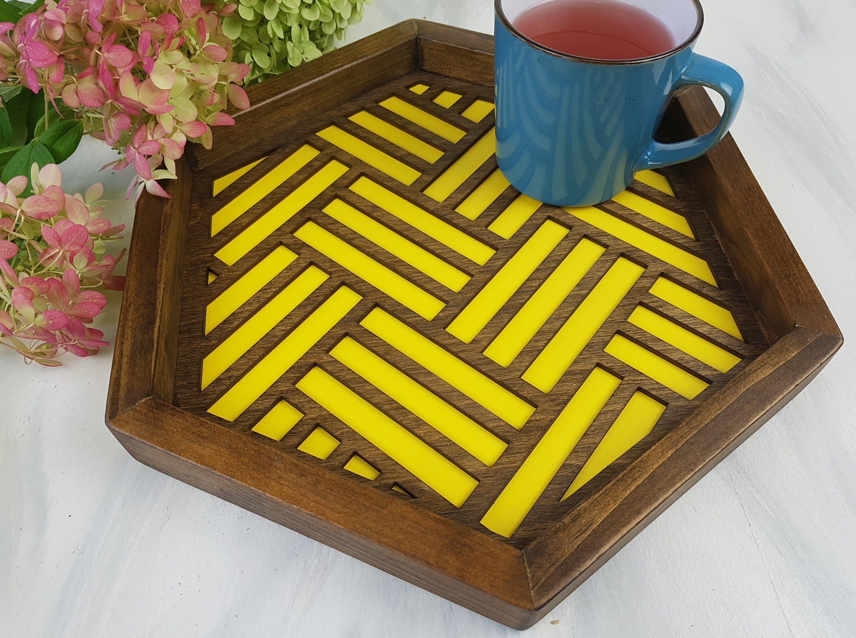 Wood Serving Tray - Yellow