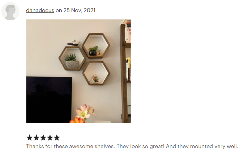 Hexagon Shelves Set of 3, Floating Shelves