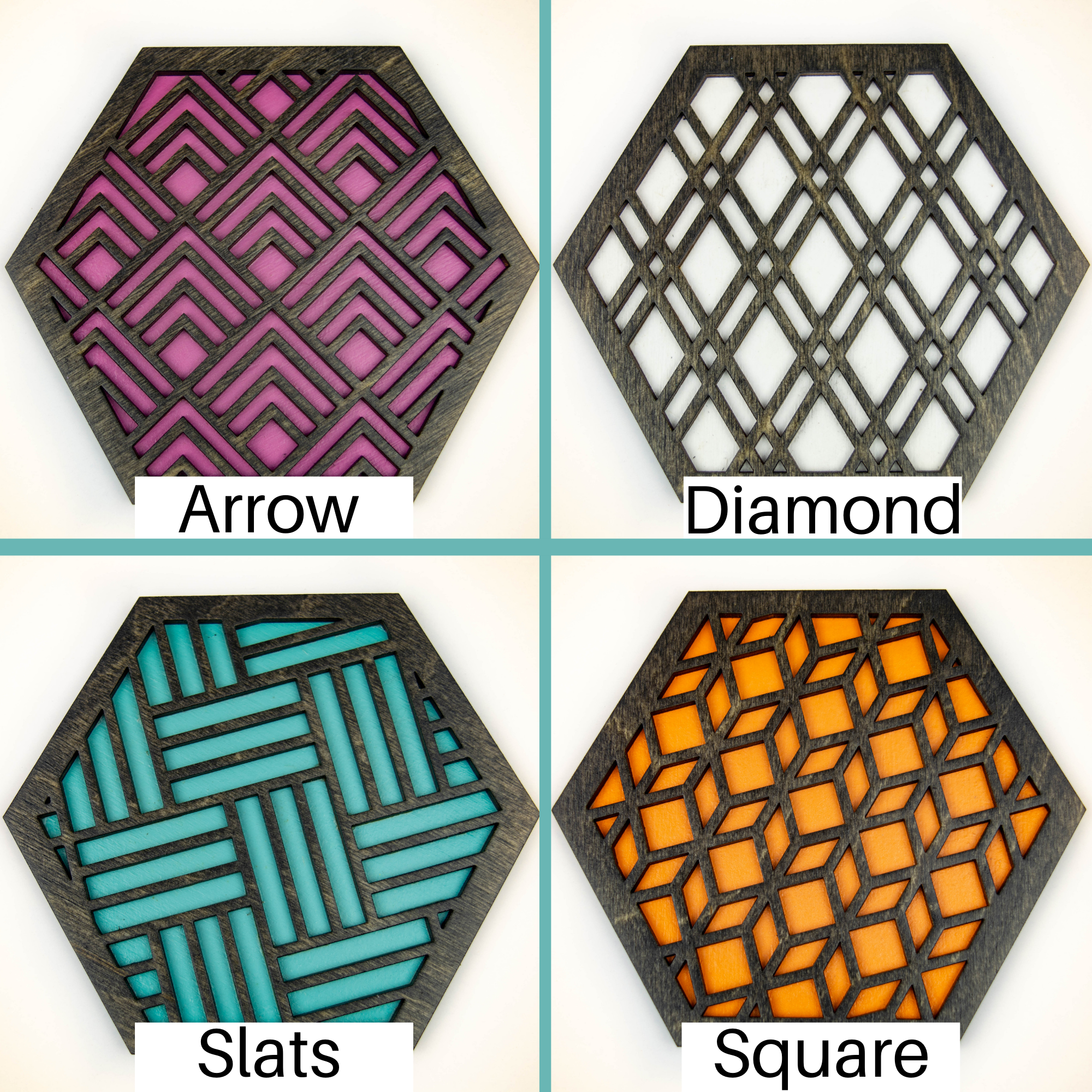 Unique Modern Coaster, Design Your Own Set, Colorful Coasters, Single or Sets, Geometric Coasters, Housewarming Gift, Teal Coasters, design black