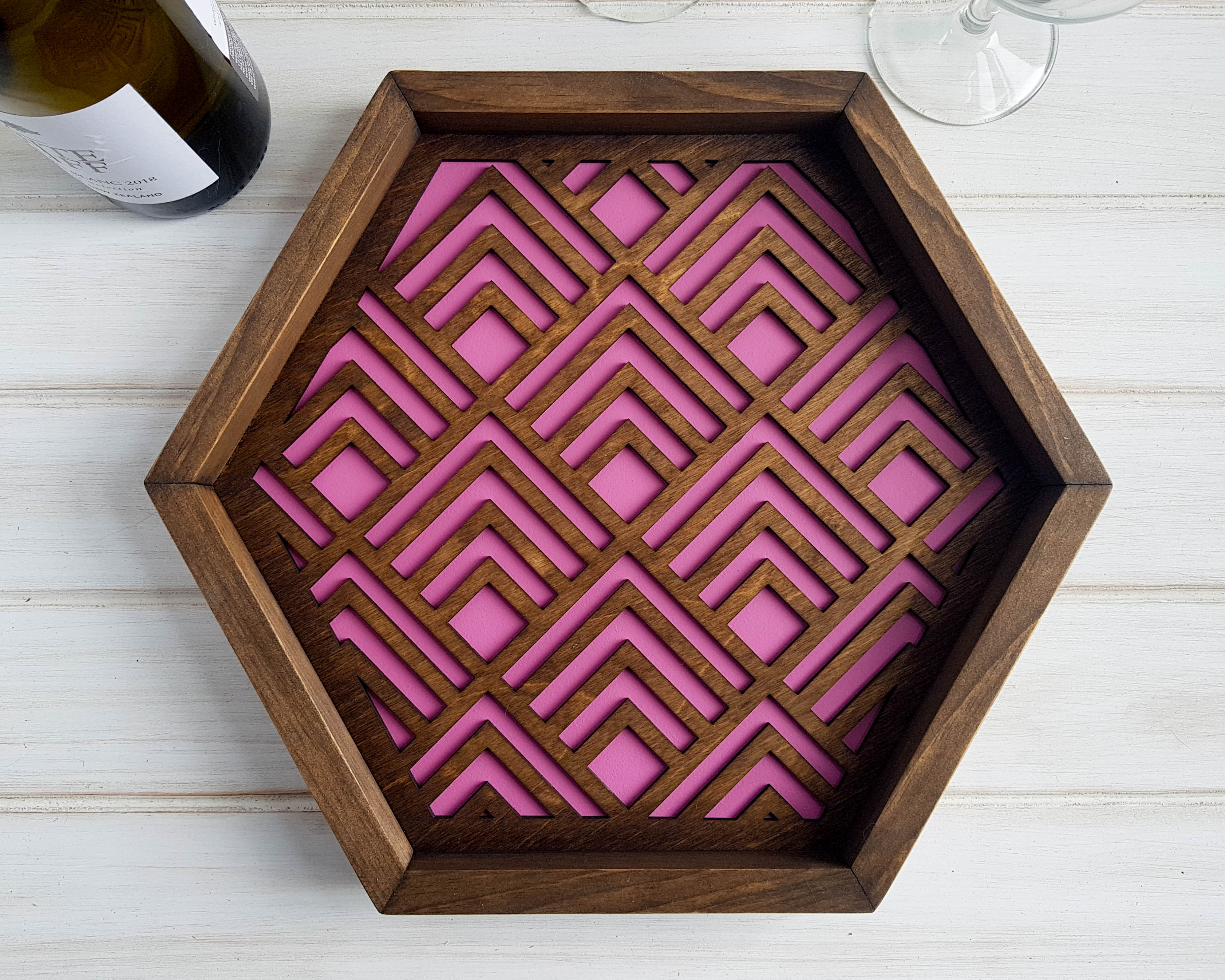 Coffee Table Tray, Wood Serving Tray, Modern Tray, Coffee Tray, Nightstand Decor, Tea Tray, Catch All Tray, Catch All, Trinket Tray, Pink