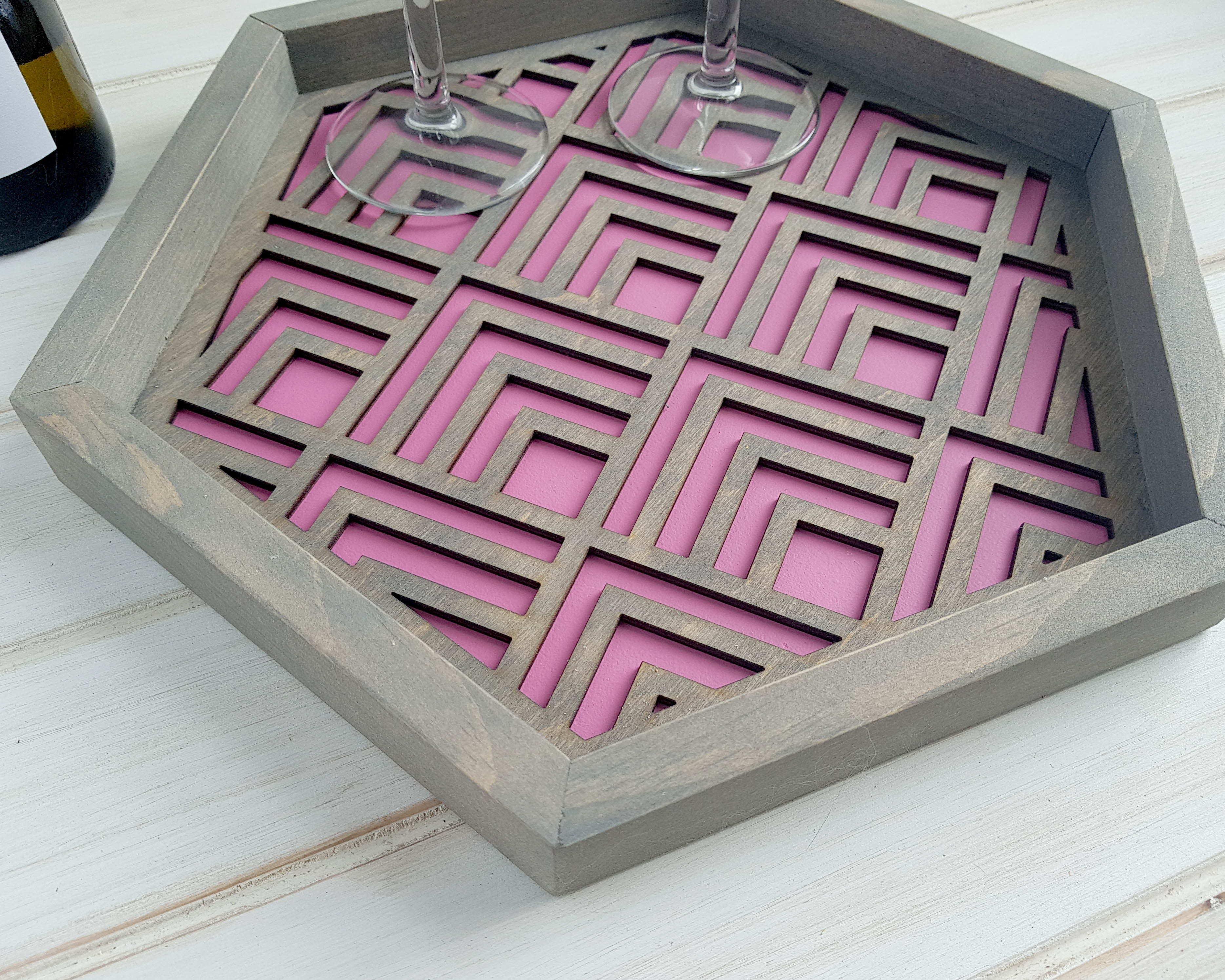 Coffee Table Tray, Wood Serving Tray, Modern Tray, Coffee Tray, Nightstand Decor, Tea Tray, Catch All Tray, Catch All, Trinket Tray, Pink