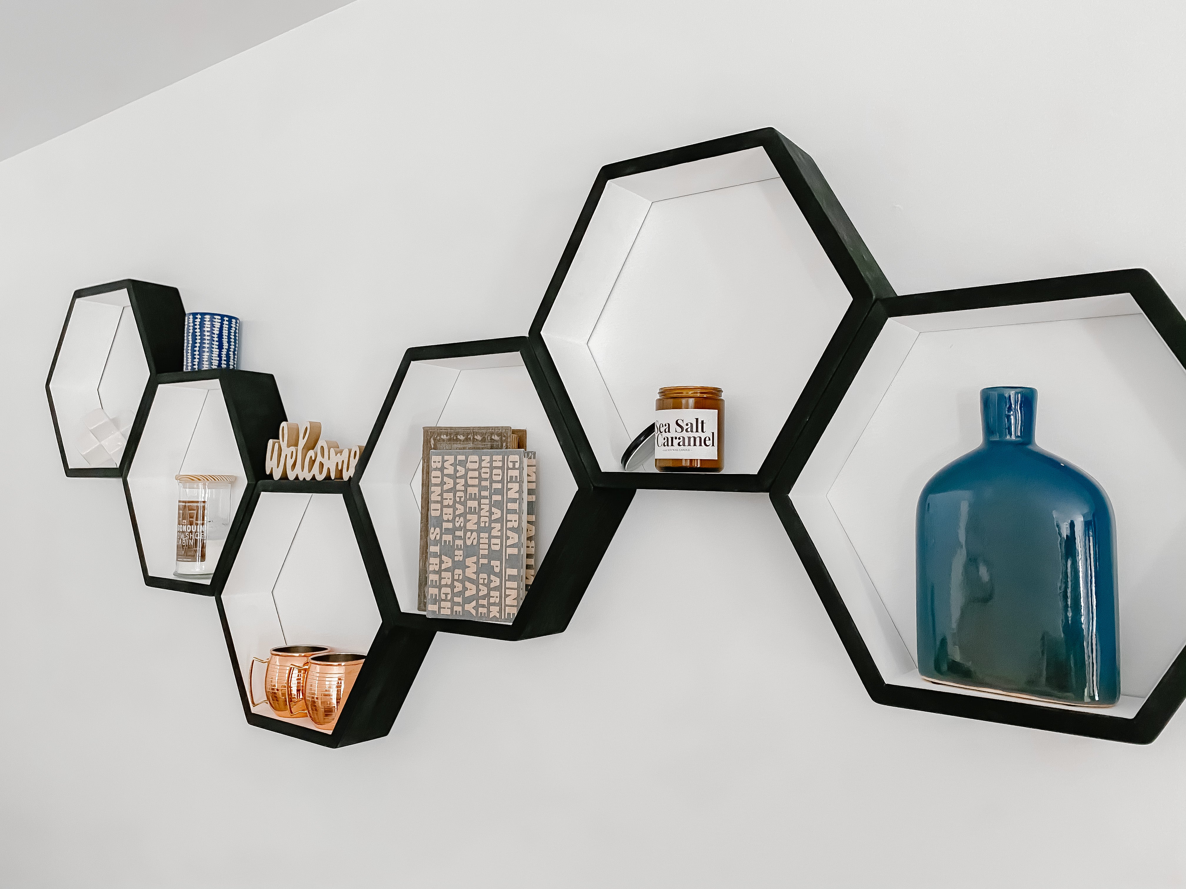 Large 16" Hexagon Shelves, Floating Shelves