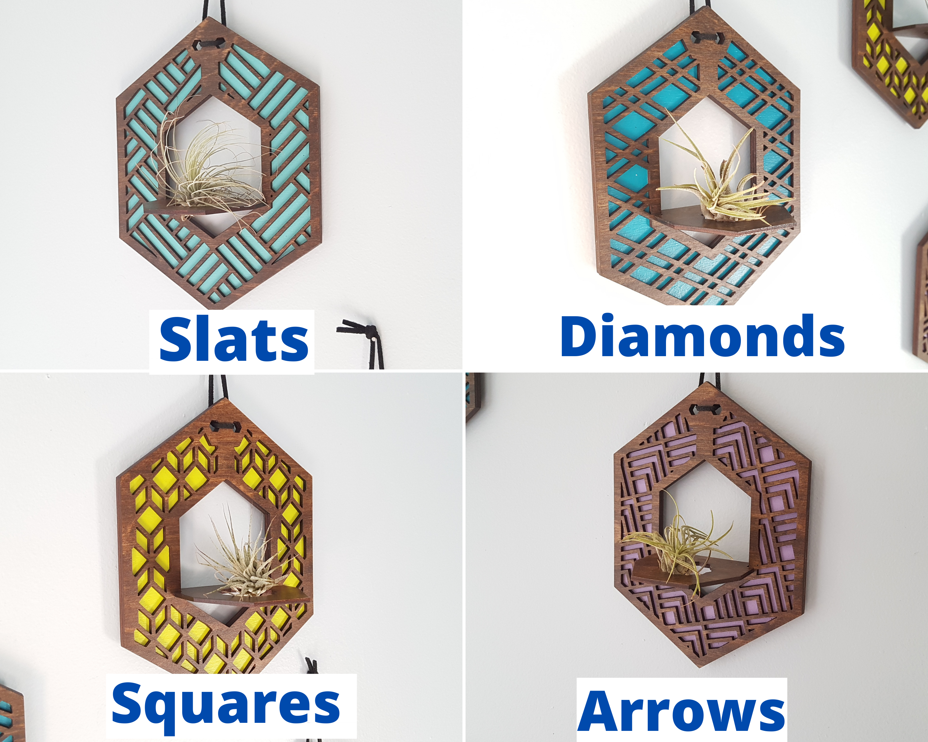 Mini Suspension pour Plantes Aériennes - Noyer Teinté