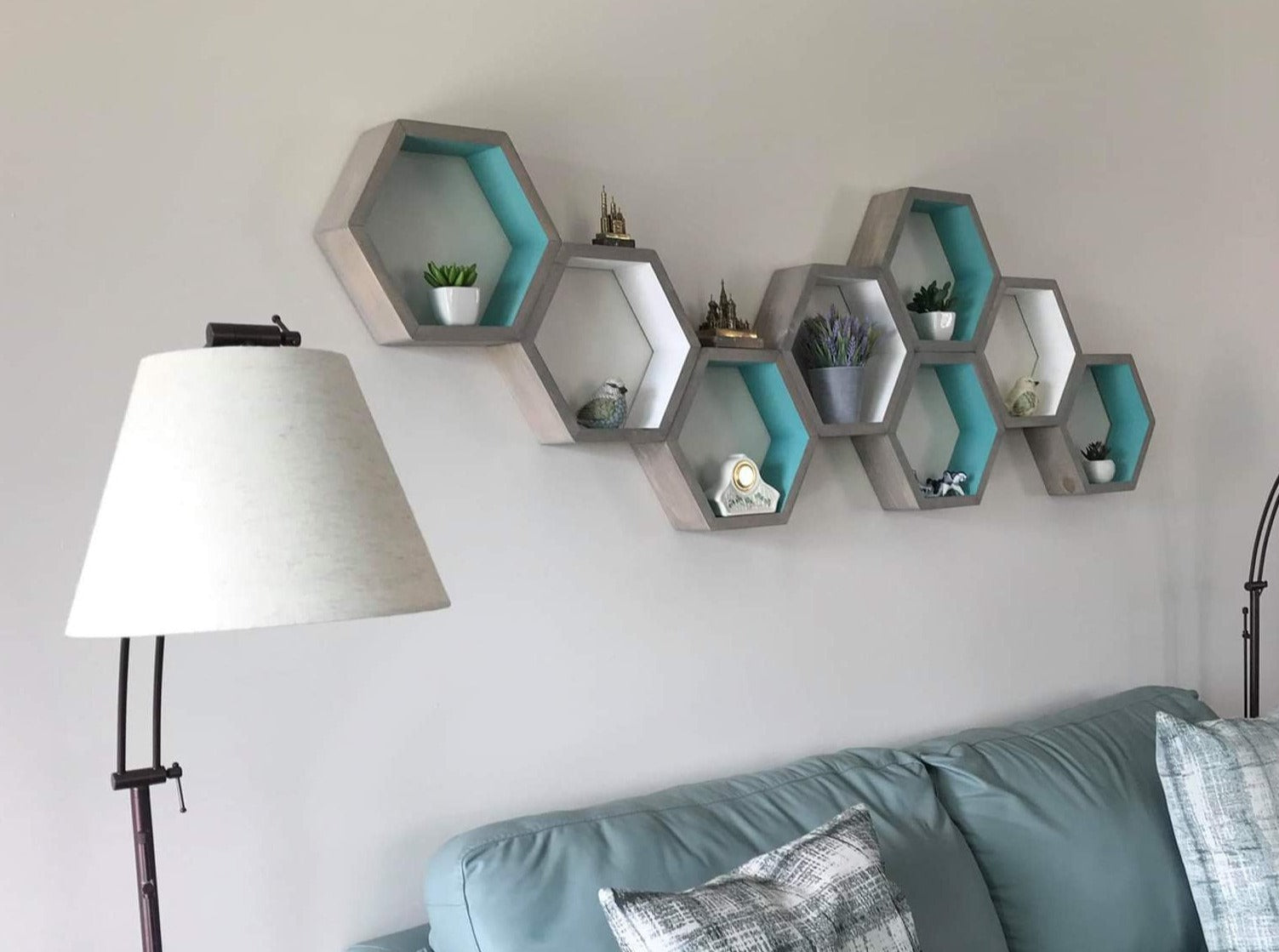 Hexagon Shelves Set of 8, Floating Shelves, Geometric Shelves, Hexagon Shelf, Modern Shelves,  Living Room Shelves, Office Decor Shelves