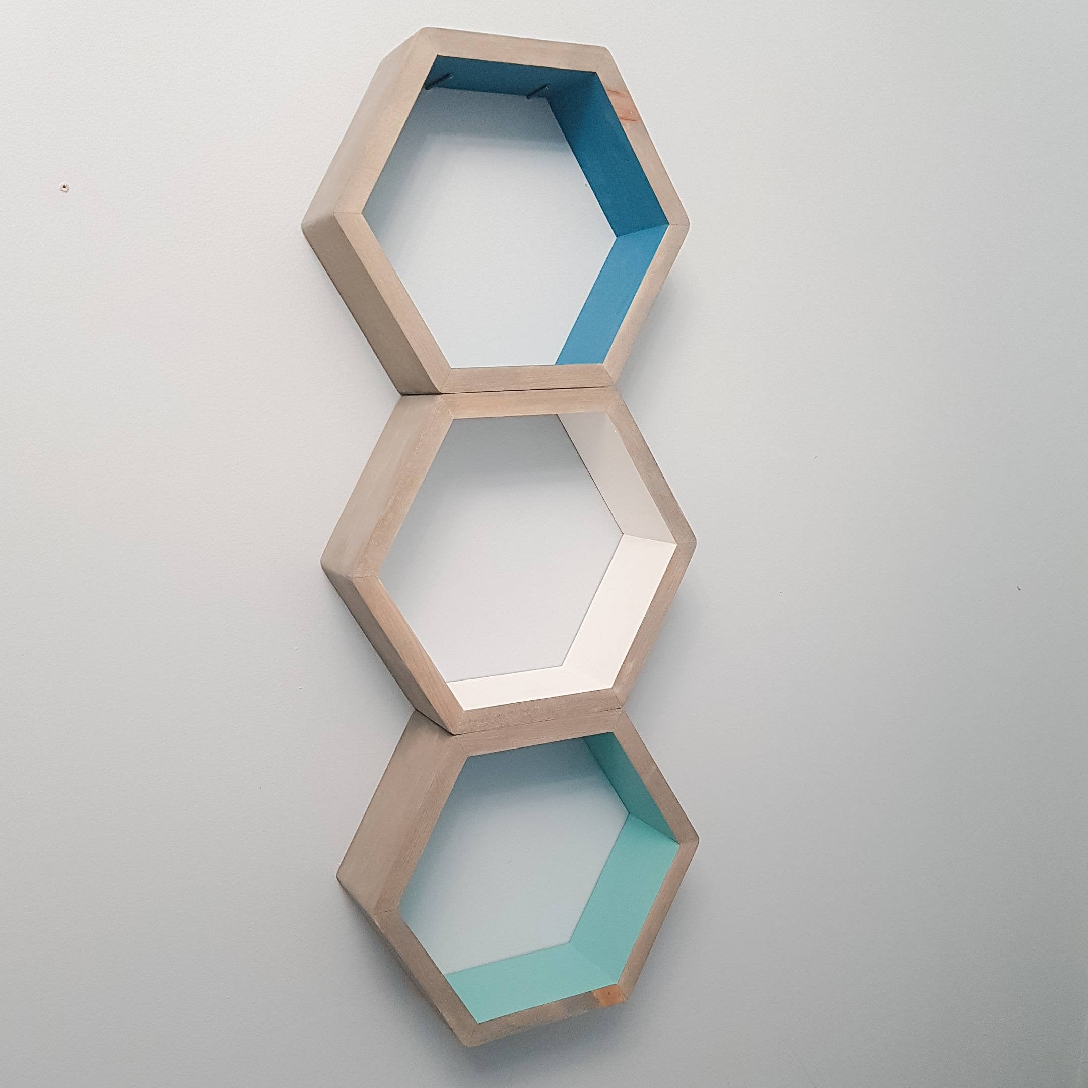 Hexagon Shelves Set of 3, Honeycomb Shelves, Floating Shelves, Geometric Shelves, Hexagon Shelf, Modern Shelves,  Living Room Shelves