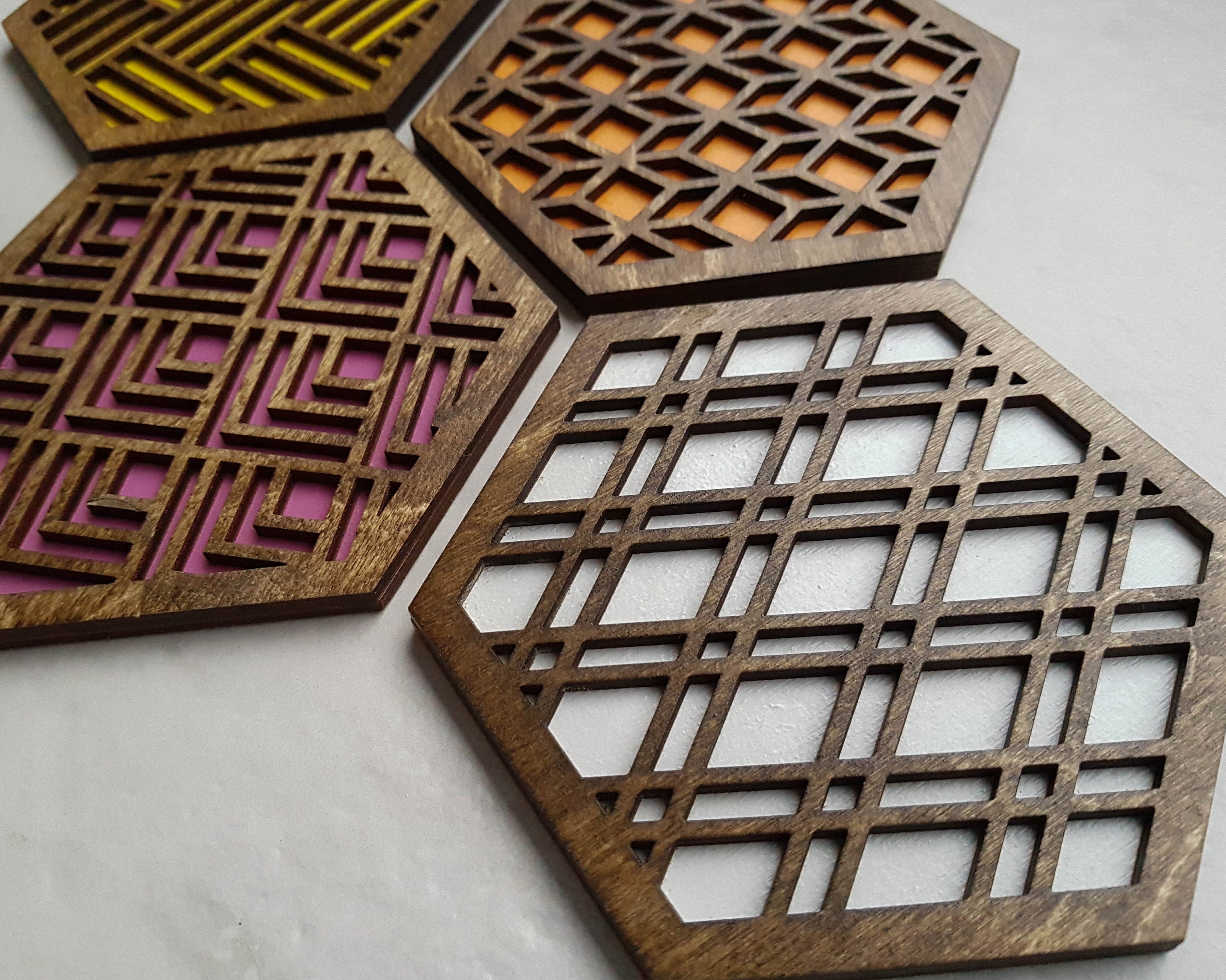 Unique Modern Coaster, Design Your Own Set, Colorful Coasters, Single or Sets, Geometric Coasters, Housewarming Gift, Teal Coaster, design walnut