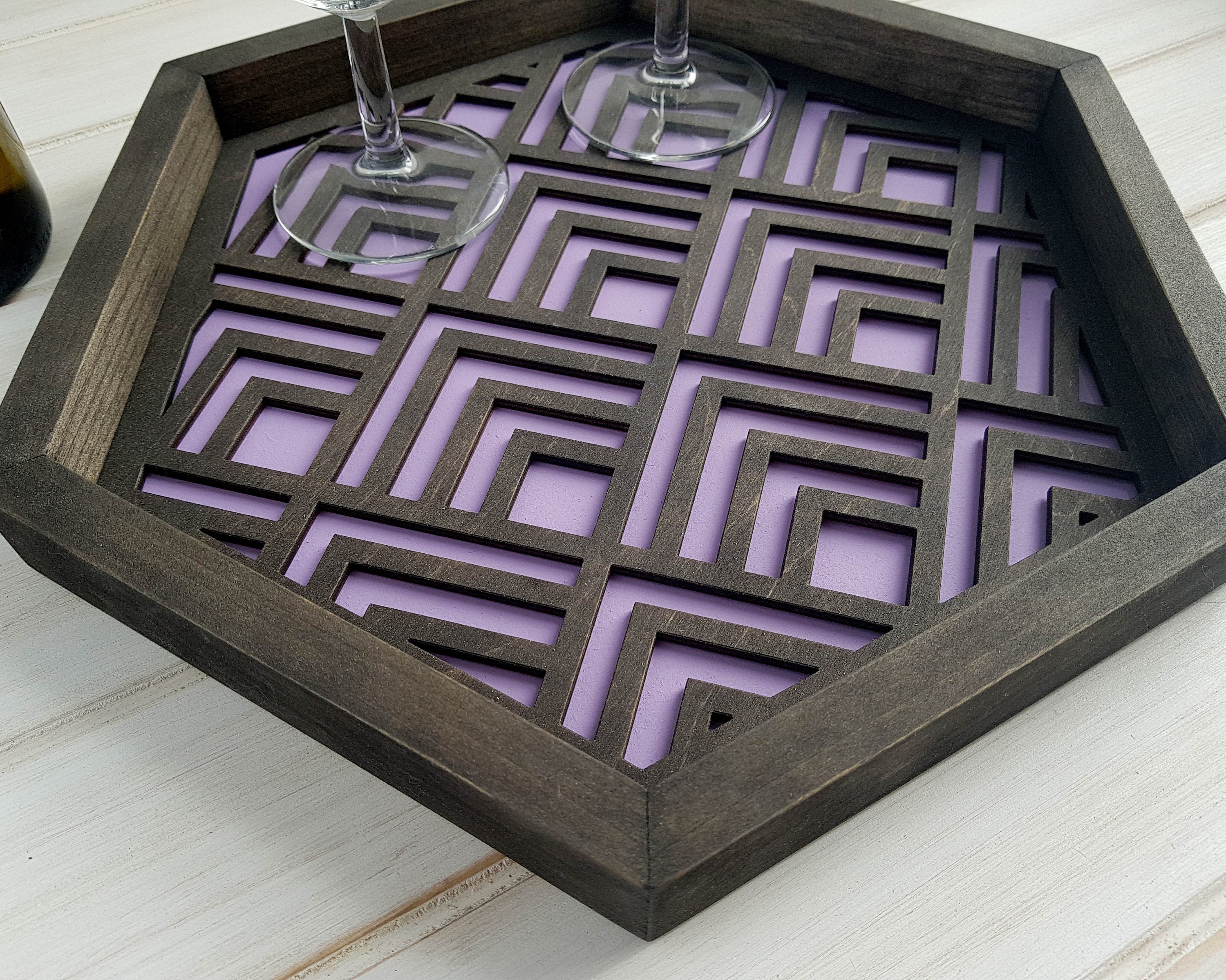 Coffee Table Tray- Wood Serving Tray- Modern Tray - Coffee Tray -Nightstand Decor- Tea Tray- Catch All Tray- Catch All- Trinket Tray- Purple