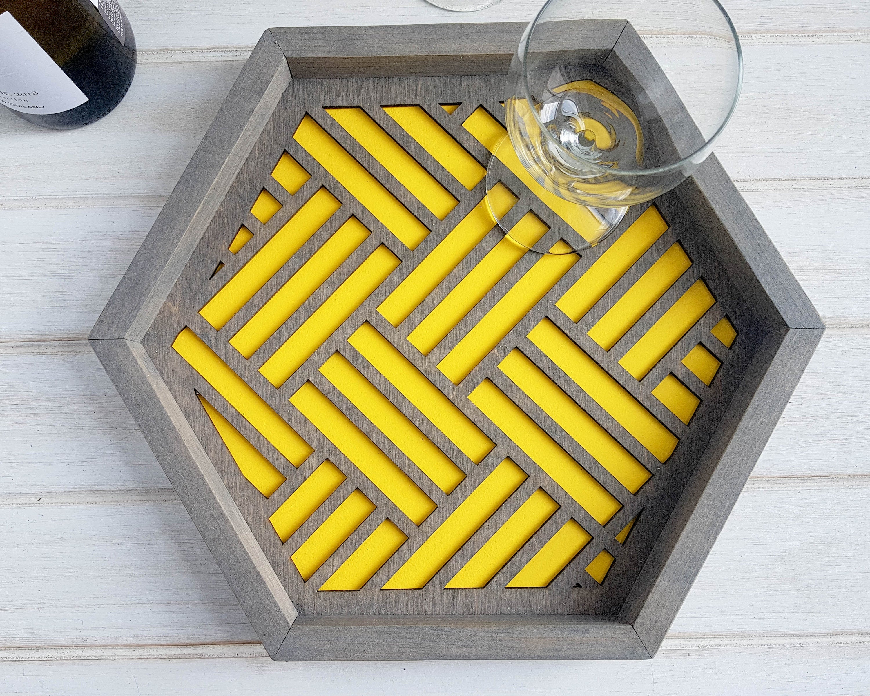 Coffee Table Tray- Wood Serving Tray- Modern Tray - Coffee Tray -Nightstand Decor- Tea Tray- Catch All Tray- Catch All- Trinket Tray- Yellow