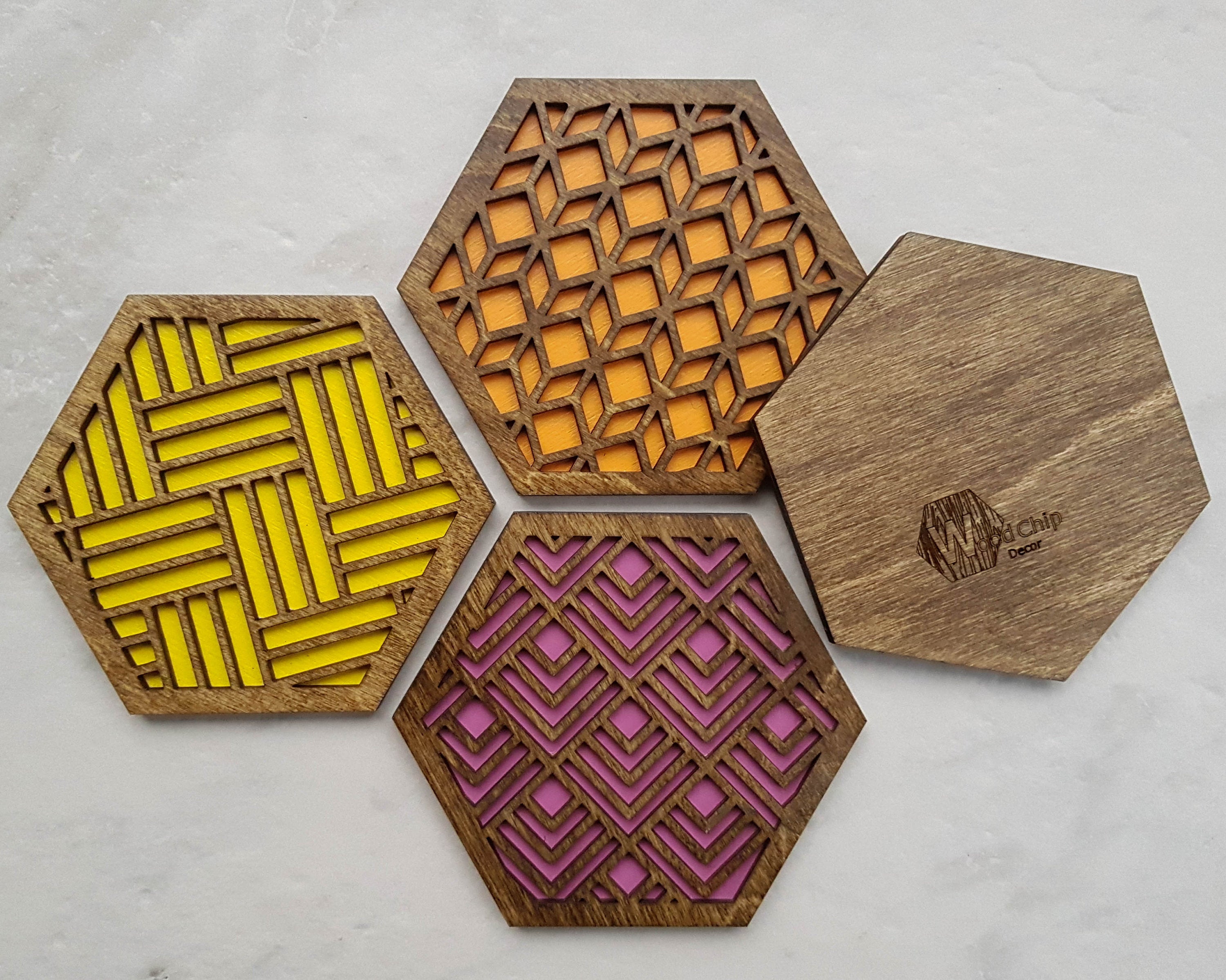 Unique Modern Coaster, Design Your Own Set, Colorful Coasters, Single or Sets, Geometric Coasters, Housewarming Gift, Teal Coaster, design walnut