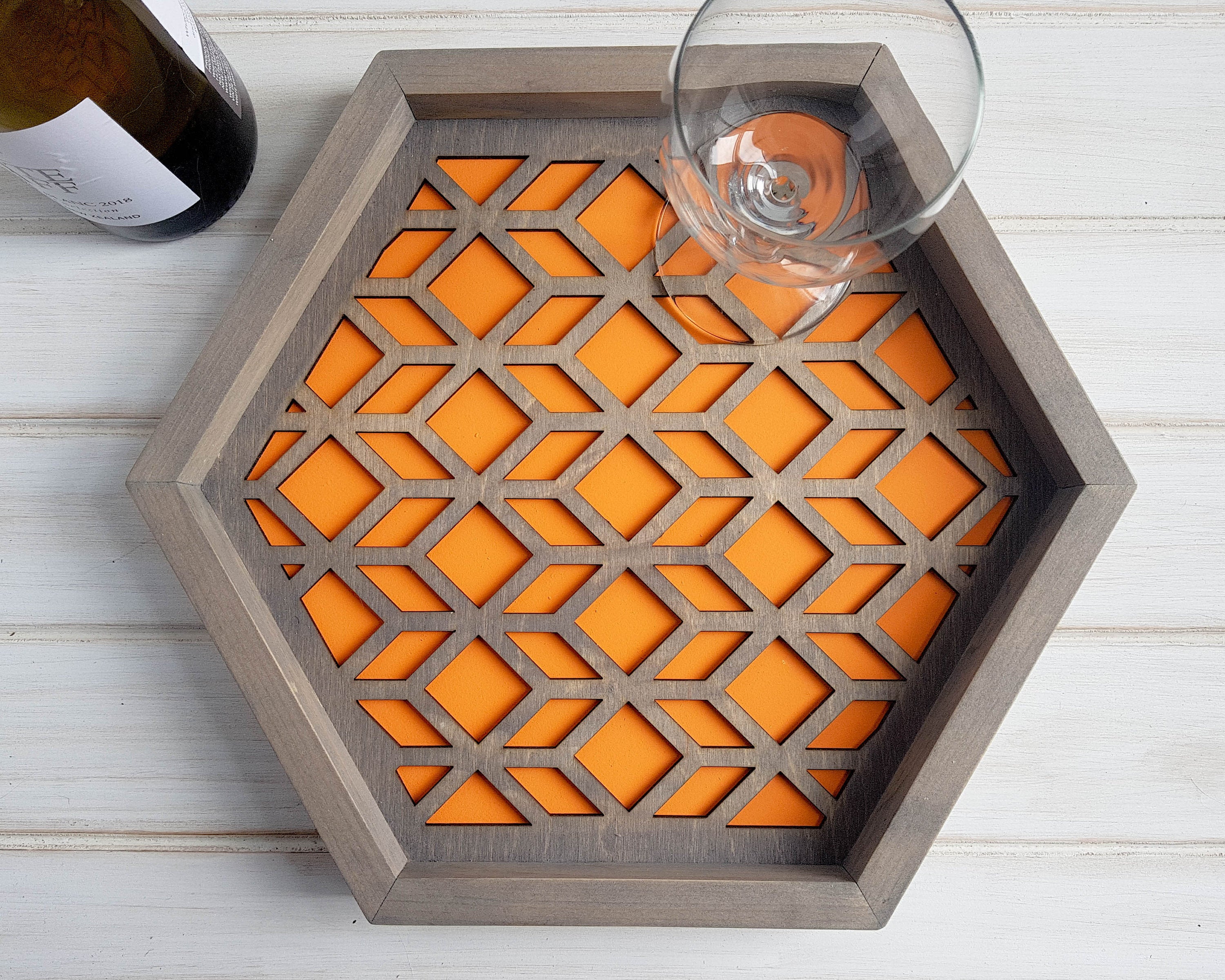 Orange coffee shop table tray