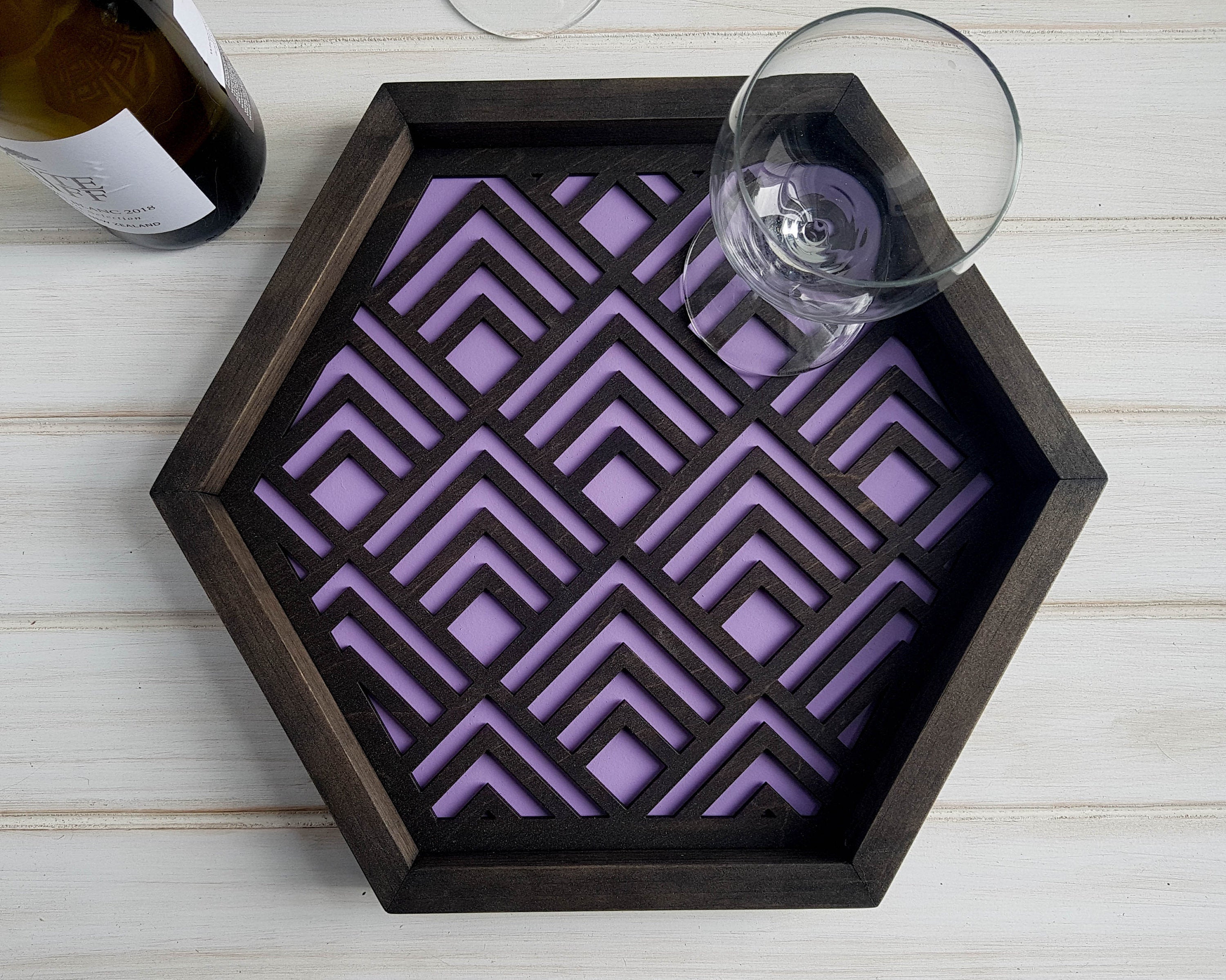 Coffee Table Tray- Wood Serving Tray- Modern Tray - Coffee Tray -Nightstand Decor- Tea Tray- Catch All Tray- Catch All- Trinket Tray- Purple