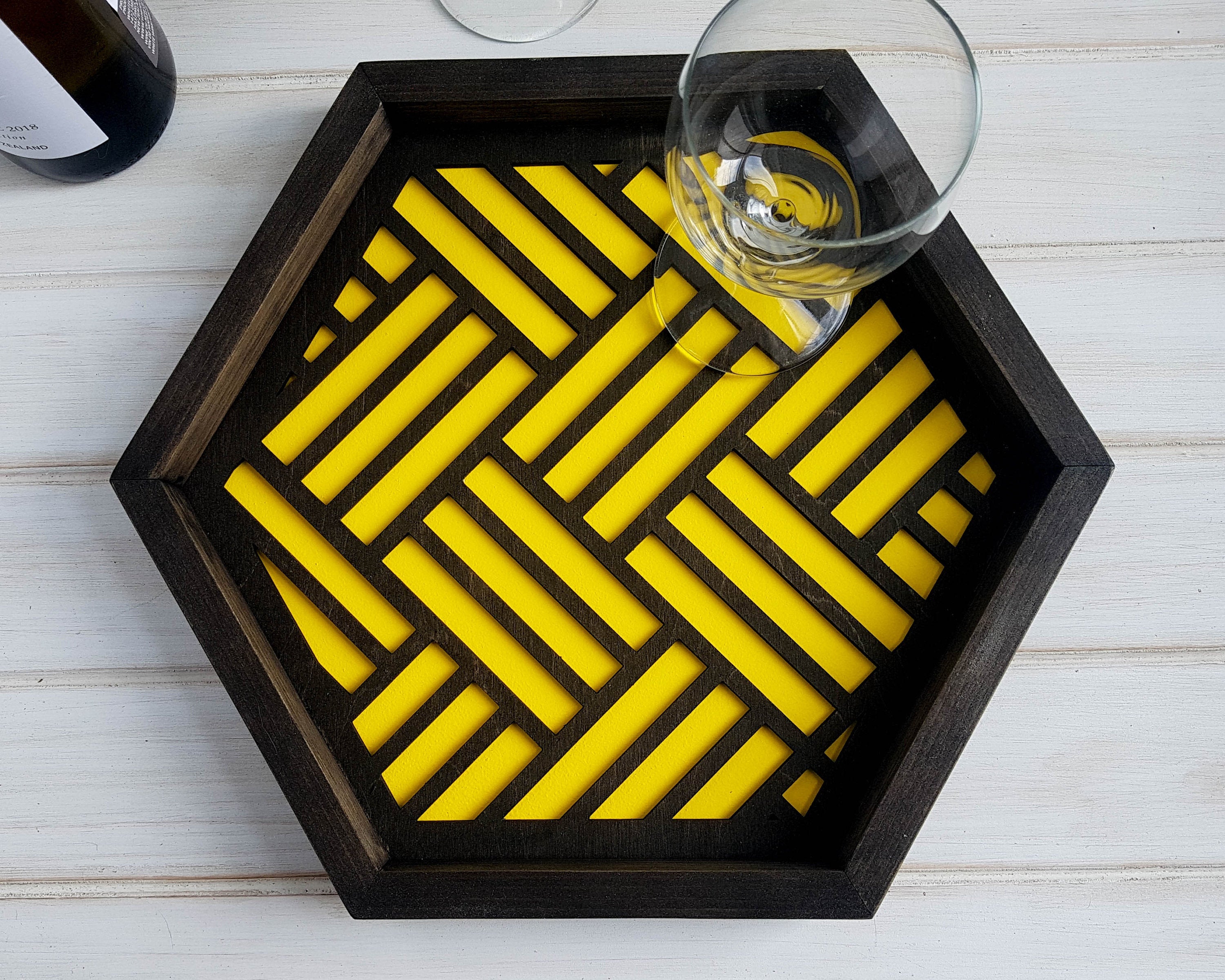Coffee Table Tray- Wood Serving Tray- Modern Tray - Coffee Tray -Nightstand Decor- Tea Tray- Catch All Tray- Catch All- Trinket Tray- Yellow