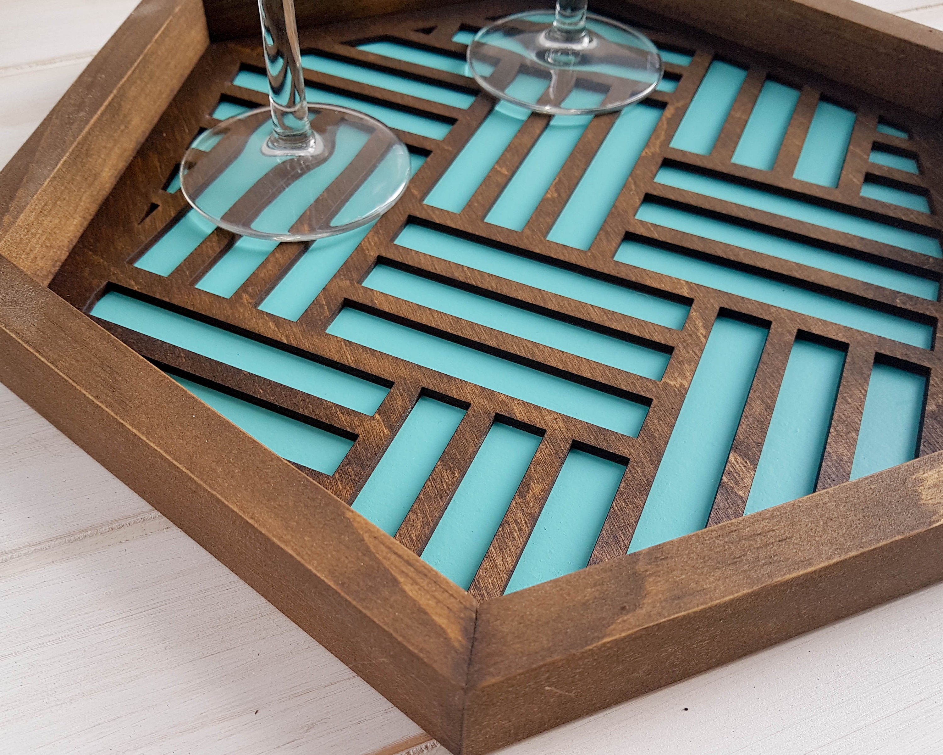 Coffee Table Tray, Wood Serving Tray,Modern Tray, Coffee Tray, Nightstand Decor, Catch All Tray, Catch All, Trinket Tray, Light Teal