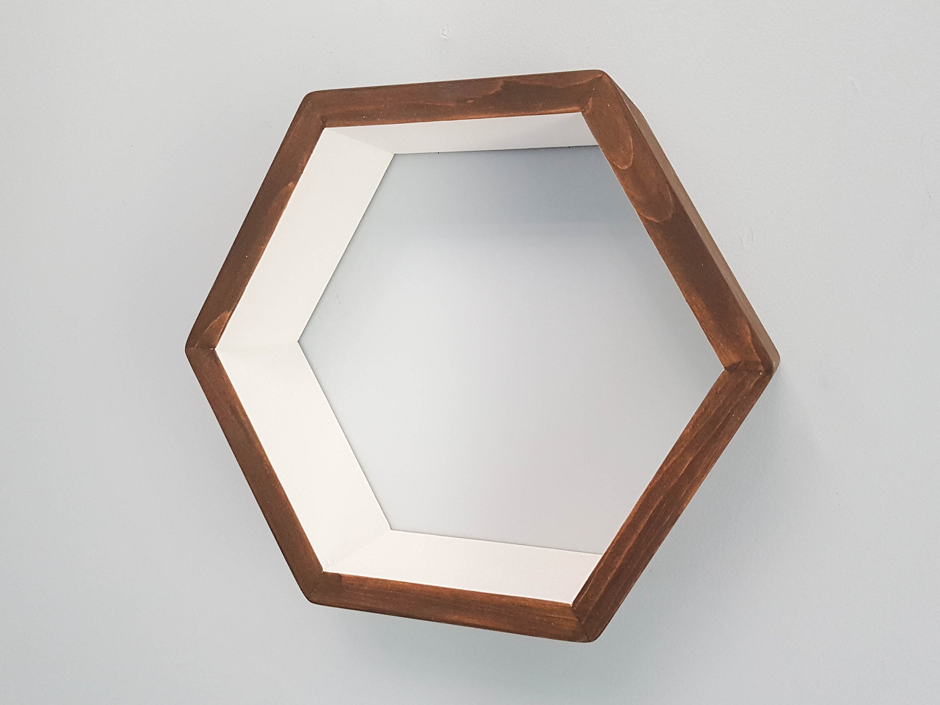 Hexagon Shelf 14", With Mid Shelf, Honeycomb Shelf, Floating Shelves, Geometric Shelves, Hexagon Shelves, Modern Shelf, Living Room Shelves