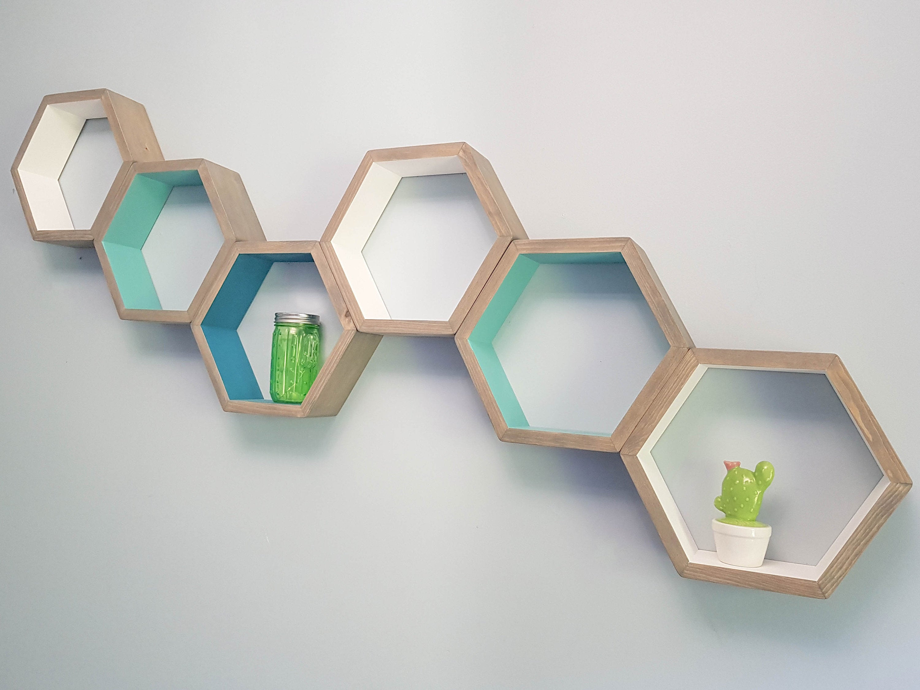 Hexagon Shelves Set of 6, Bedroom Shelves, Floating Shelves, Office Shelves, Decorative Shelves, Modern Shelves,  Living Room Shelves