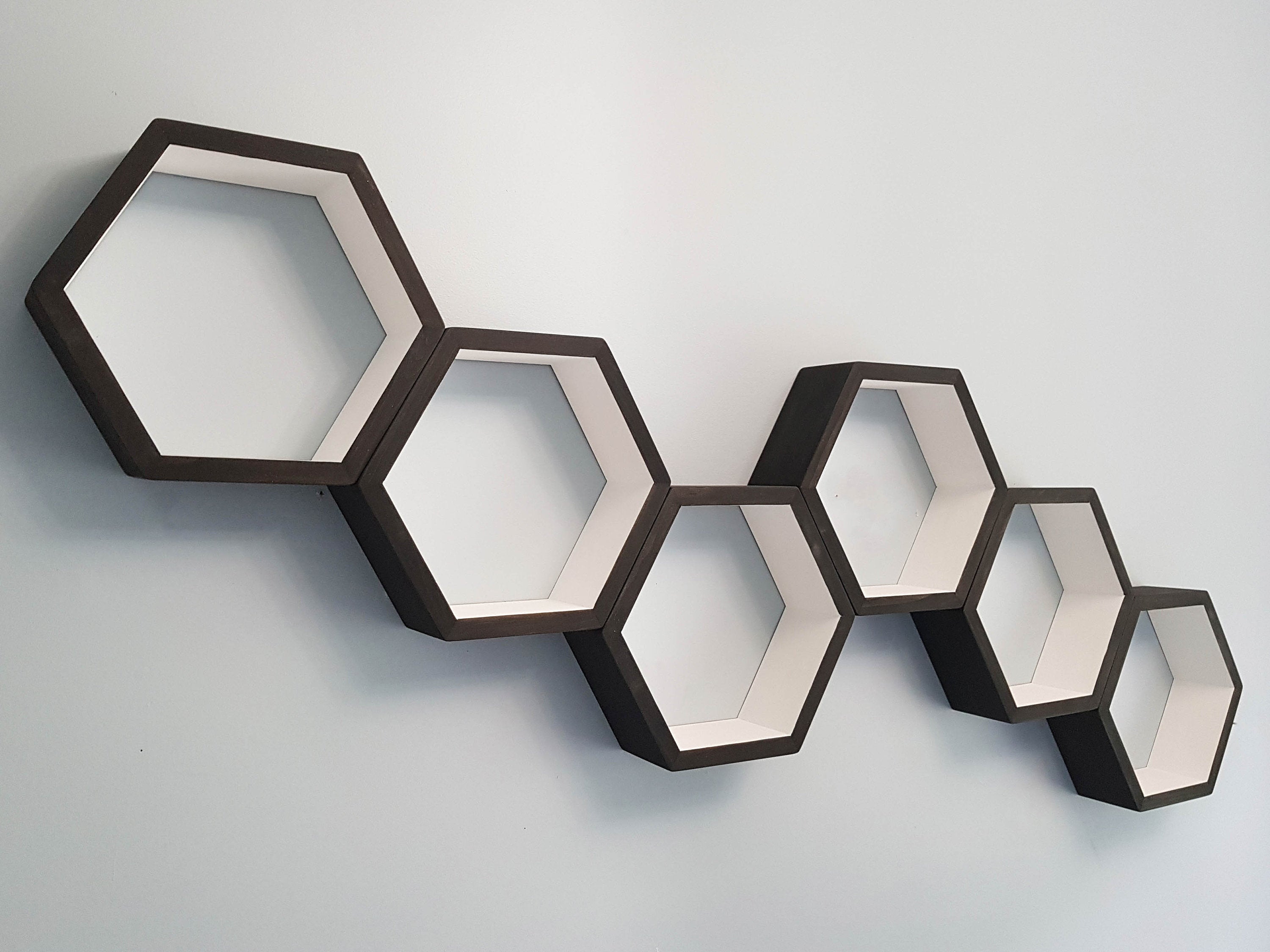 Hexagon Shelves Set of 6, Bedroom Shelves, Floating Shelves, Office Shelves, Decorative Shelves, Modern Shelves,  Living Room Shelves