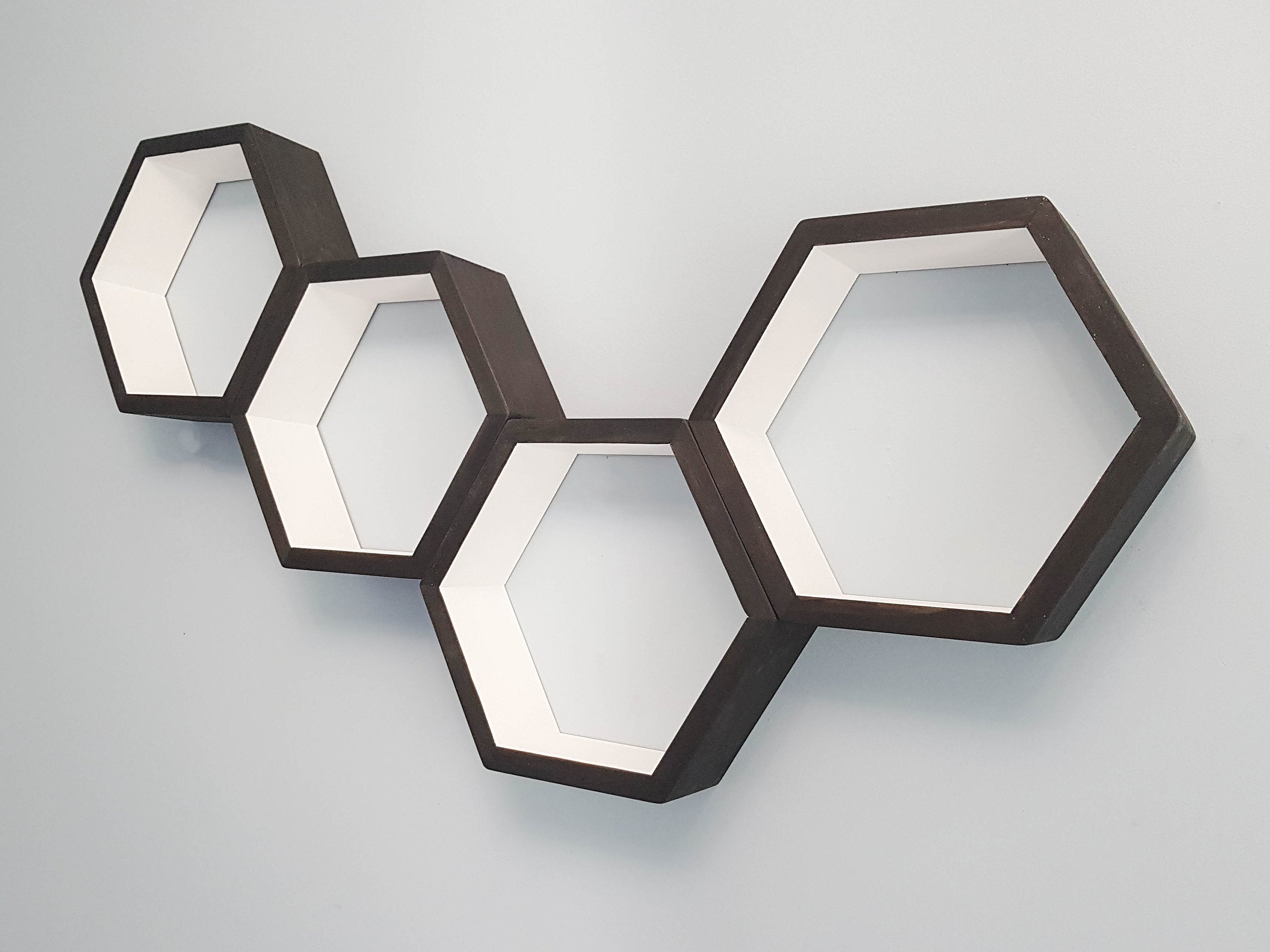 Hexagon Shelves Set of 4, Decorative Shelves, Floating Shelves, Bedroom Shelves, White Shelves, Modern Shelves,  Living Room Shelves