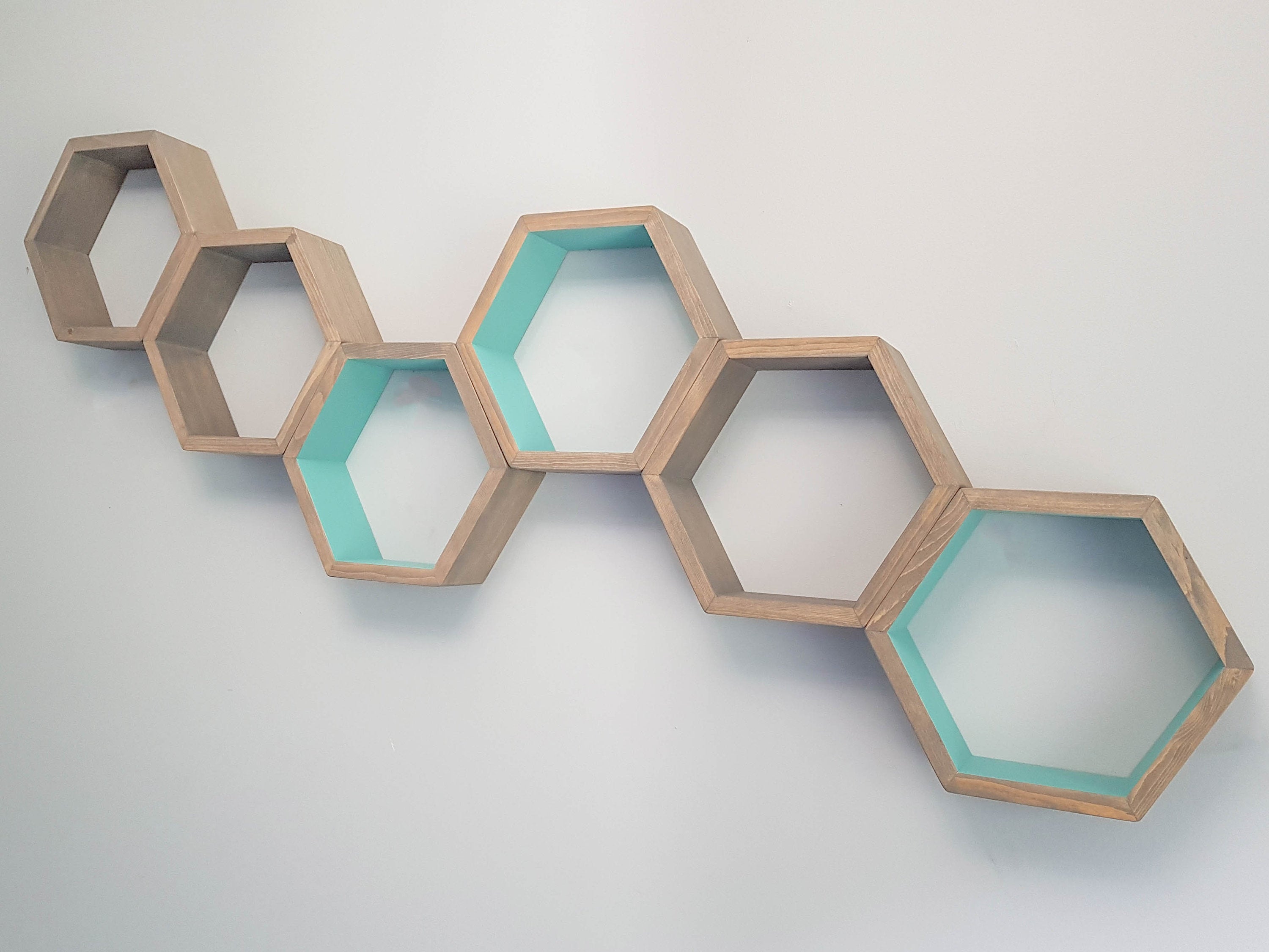 Large 14" Hexagon Shelves, Floating Shelves, Decorative Shelves, Bedroom Shelves, Modern Shelves,  Living Room Shelves, Kitchen Wall Shelves
