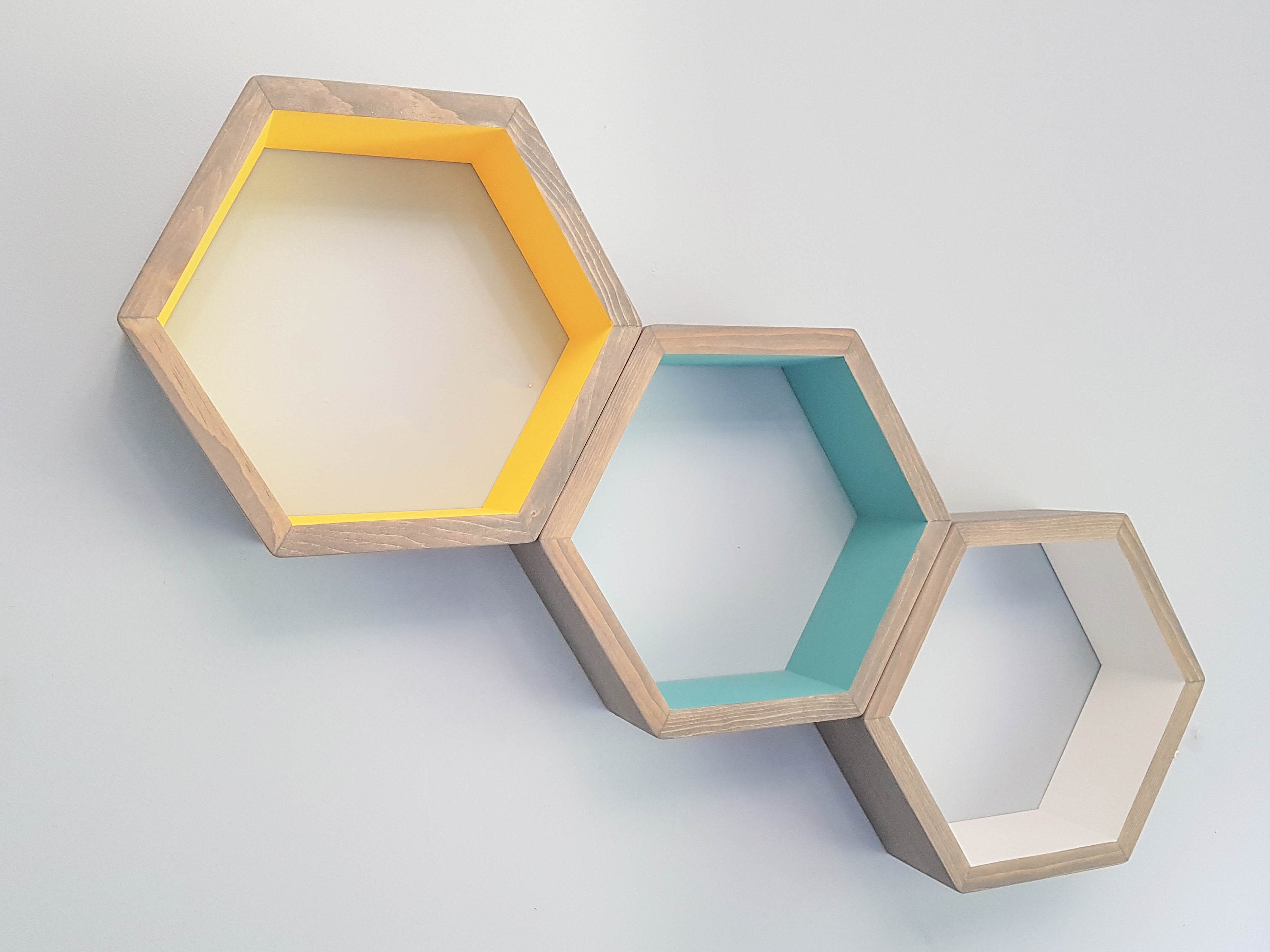 Large 16" Hexagon Shelves, Black Shelves, Floating Shelves, Bedroom Shelves, Kitchen Wall Shelves, Modern Shelves, Living Room Shelves