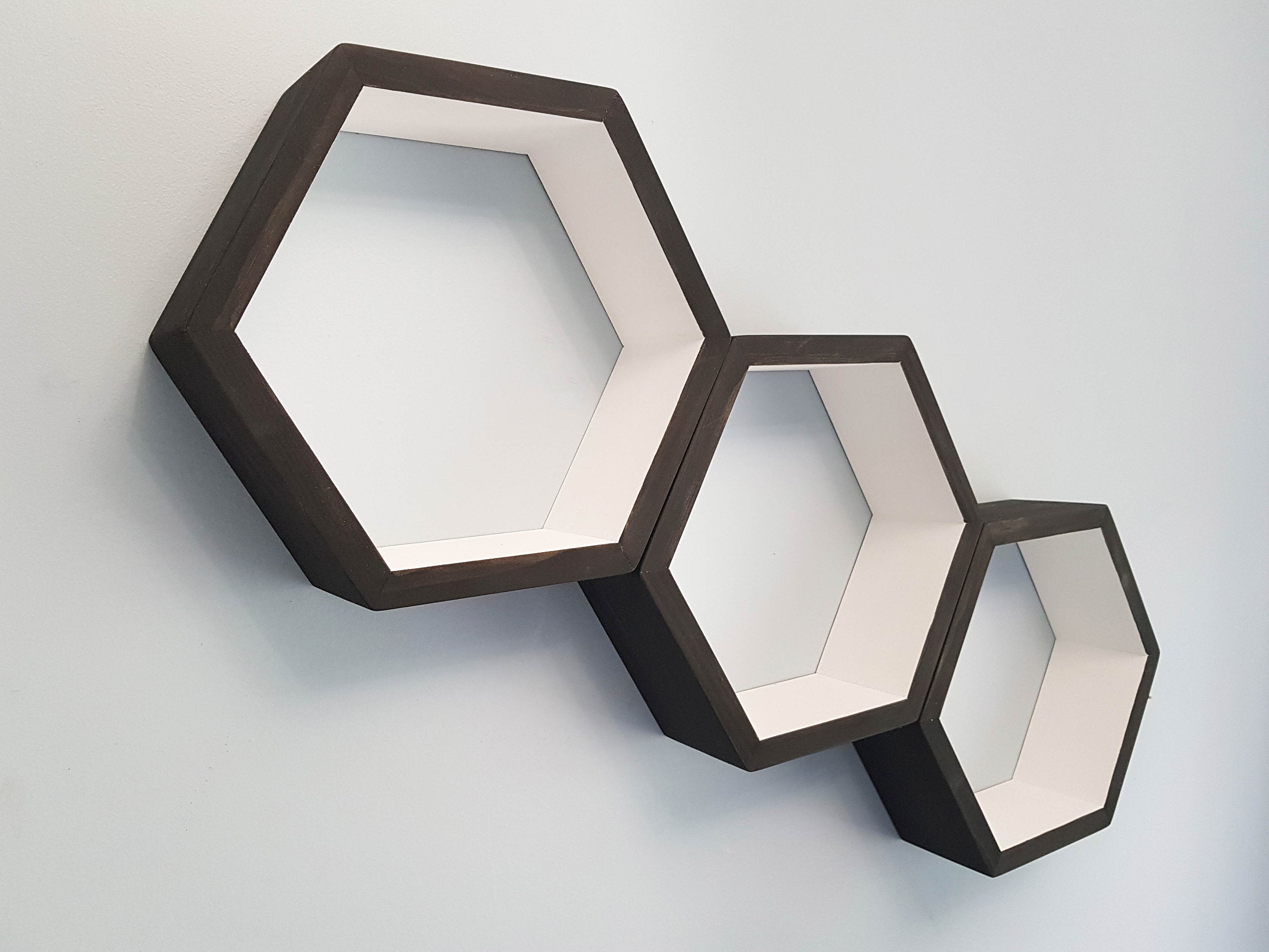 Hexagon Shelves Set of 3, Honeycomb Shelves, Floating Shelves, Geometric Shelves, Hexagon Shelf, Modern Shelves,  Living Room Shelves