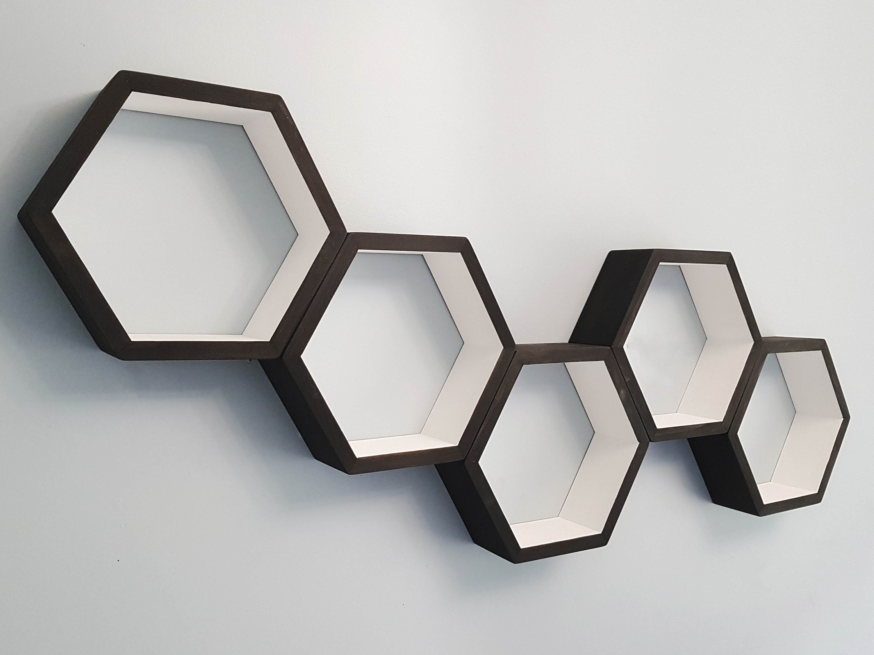 Large 16" Hexagon Shelves, Black Shelves, Floating Shelves, Bedroom Shelves, Kitchen Wall Shelves, Modern Shelves, Living Room Shelves