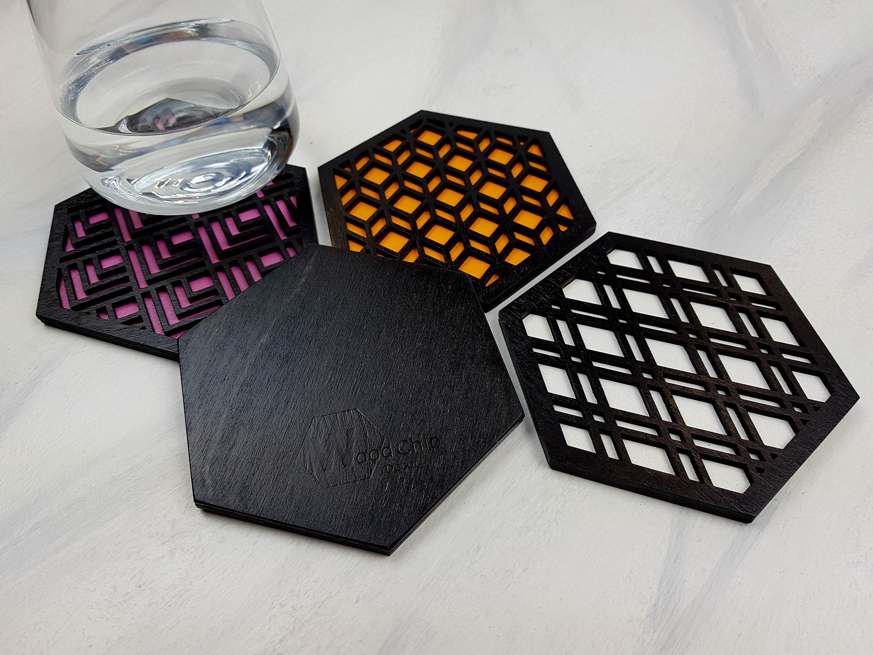 Unique Modern Coaster, Design Your Own Set, Colorful Coasters, Single or Sets, Geometric Coasters, Housewarming Gift, Teal Coasters, design black